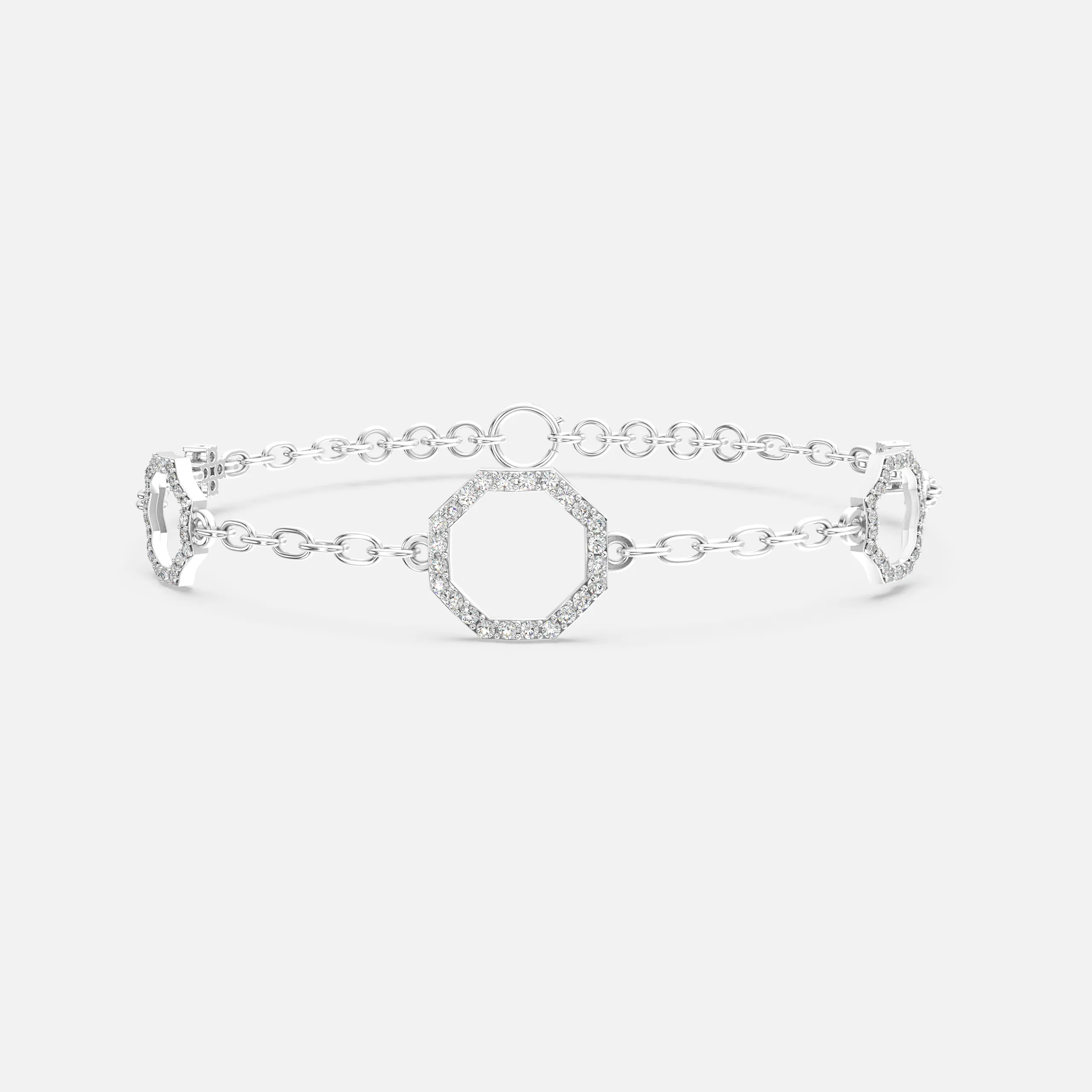 Octagonal Diamond Charm Bracelet