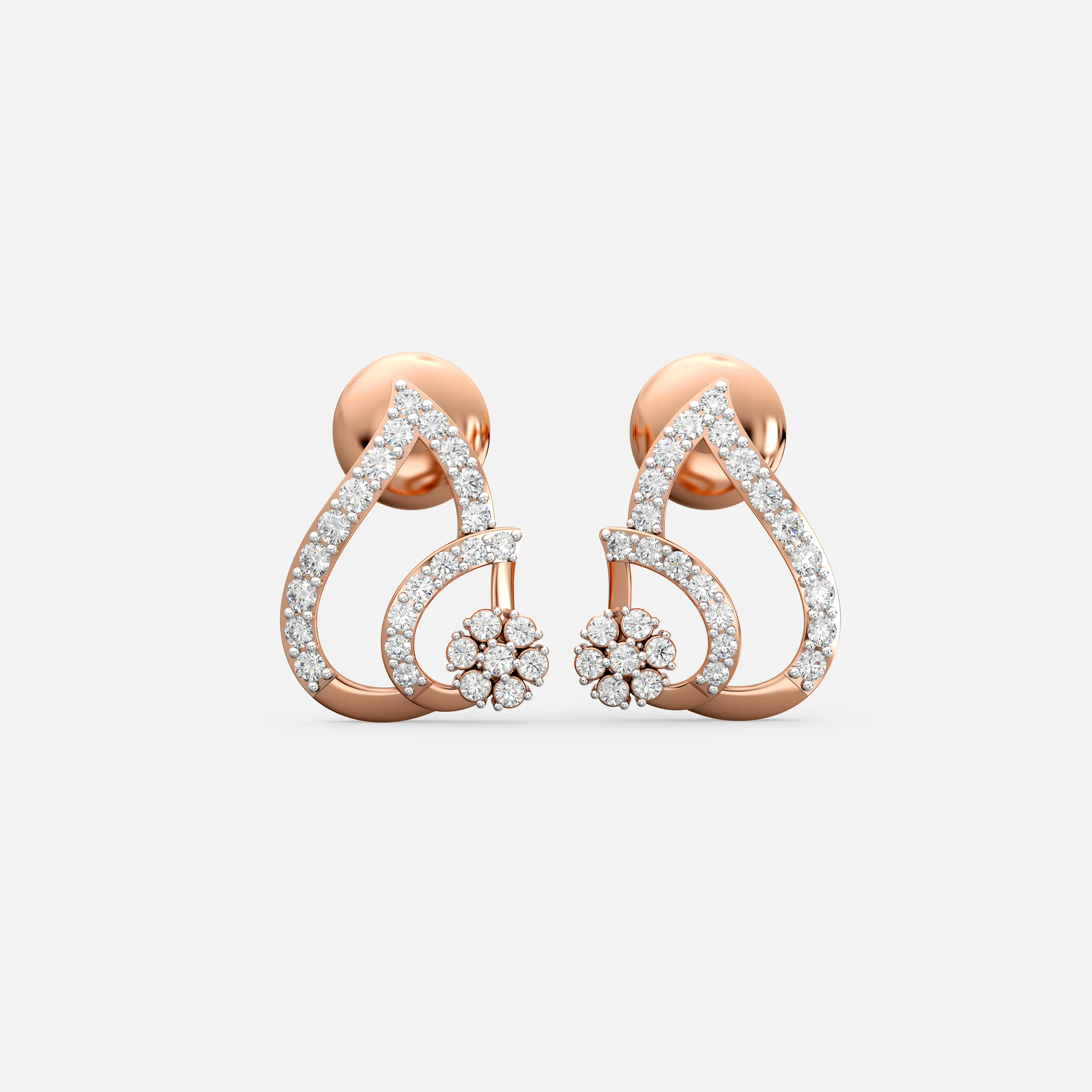 Diamond Bloom Loop Earrings