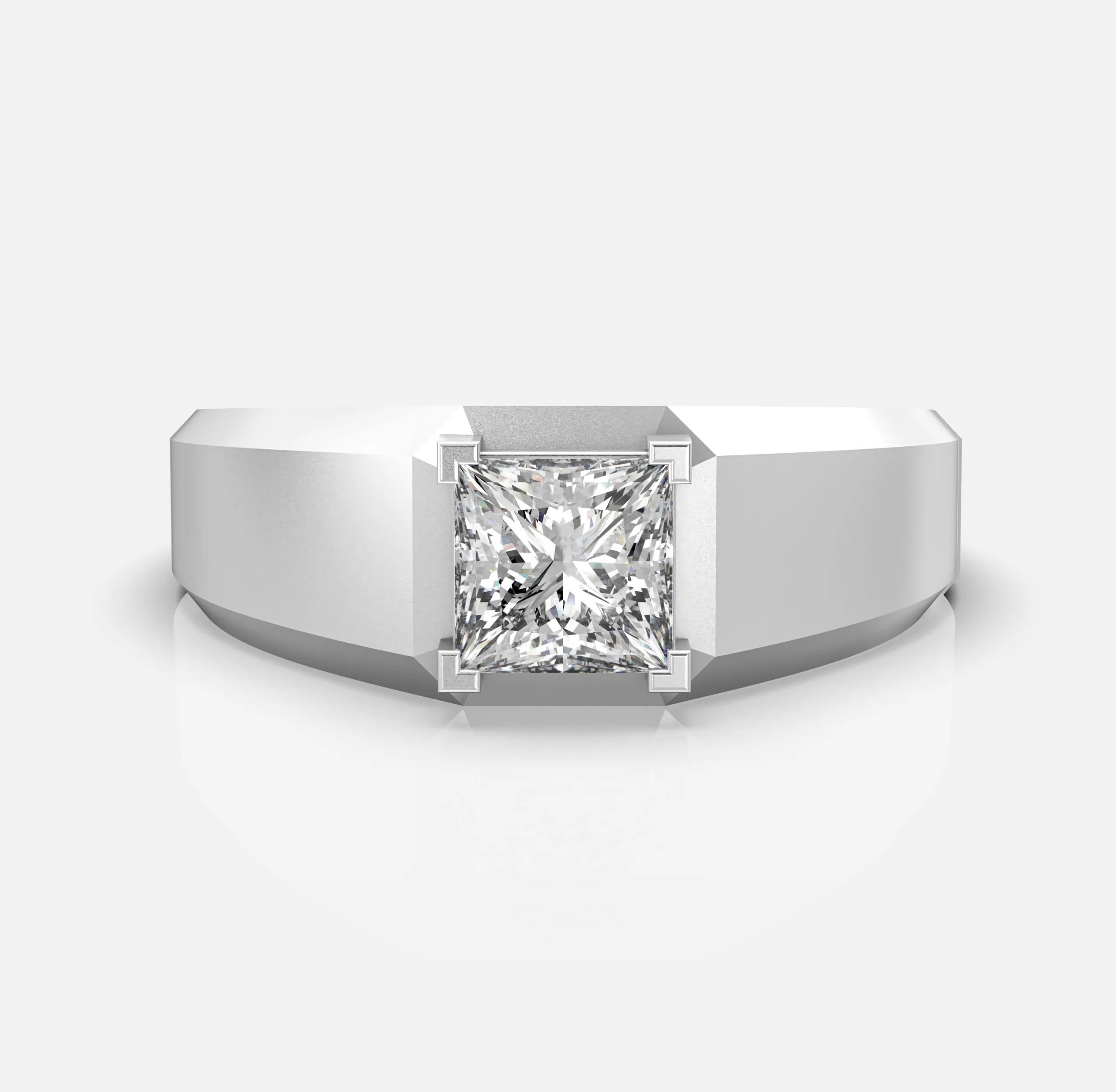Bold Square Solitaire Men's Ring