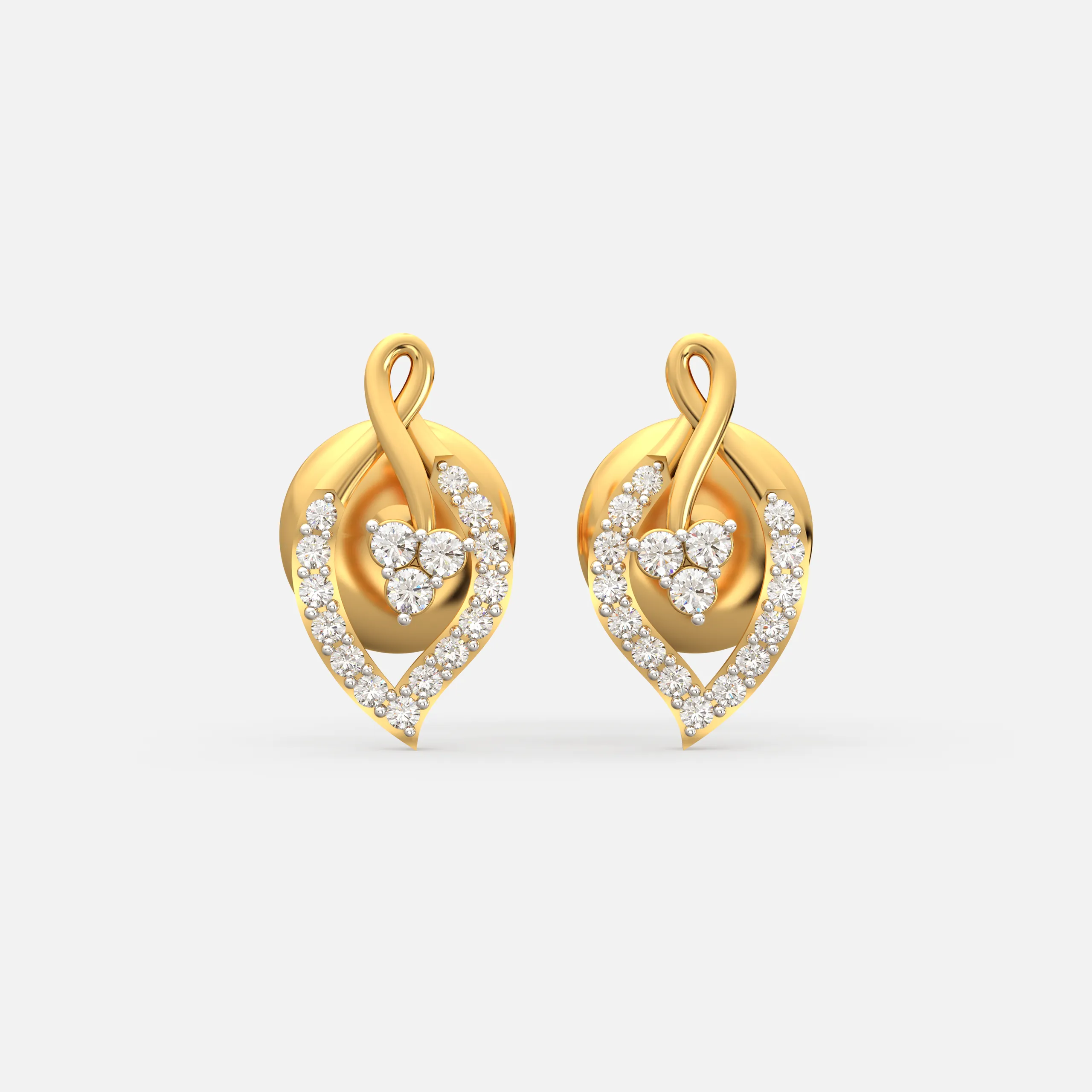 Diamond Leaf Loop Studs