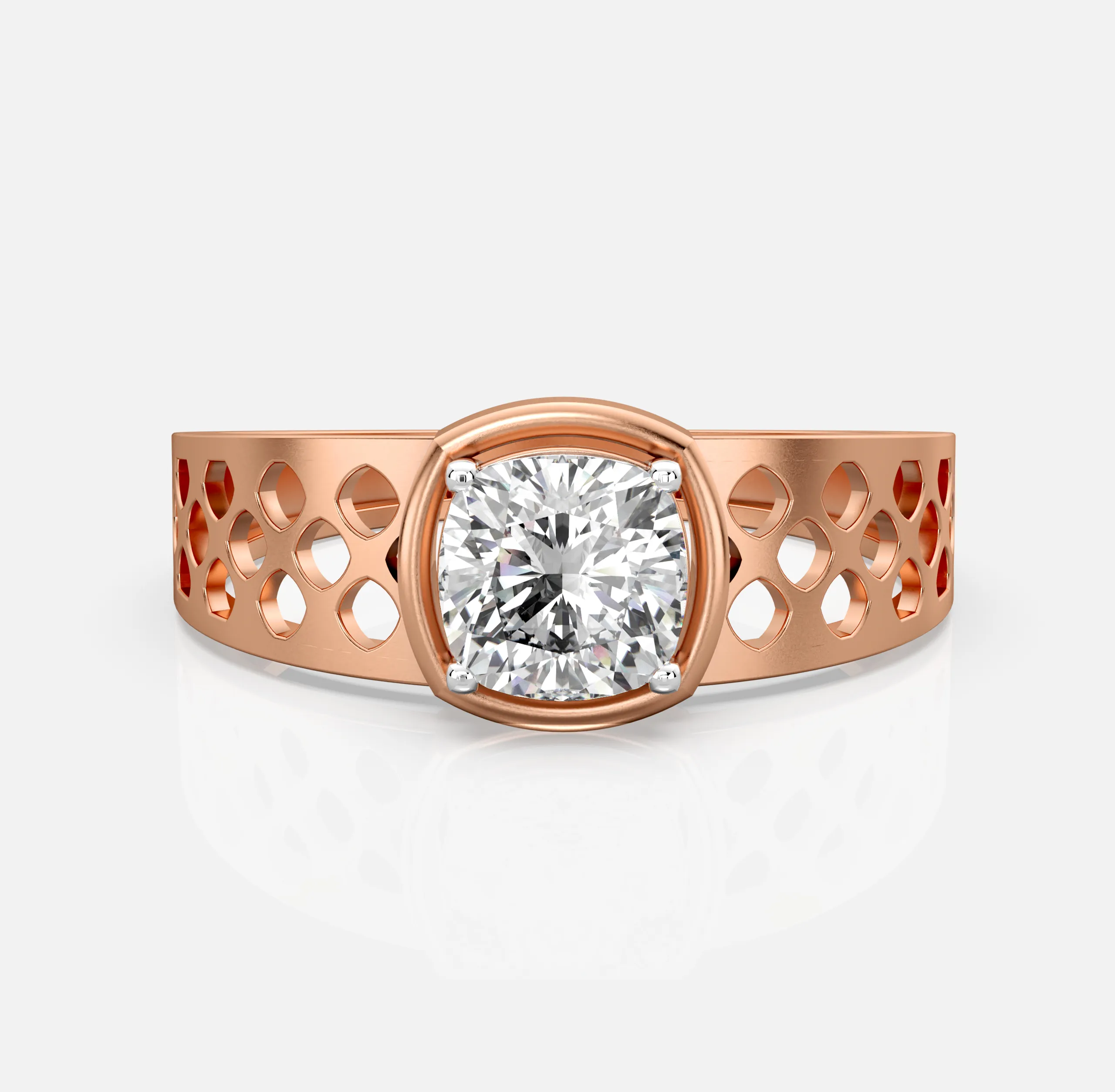 Cushion Diamond Lattice Men’s Ring