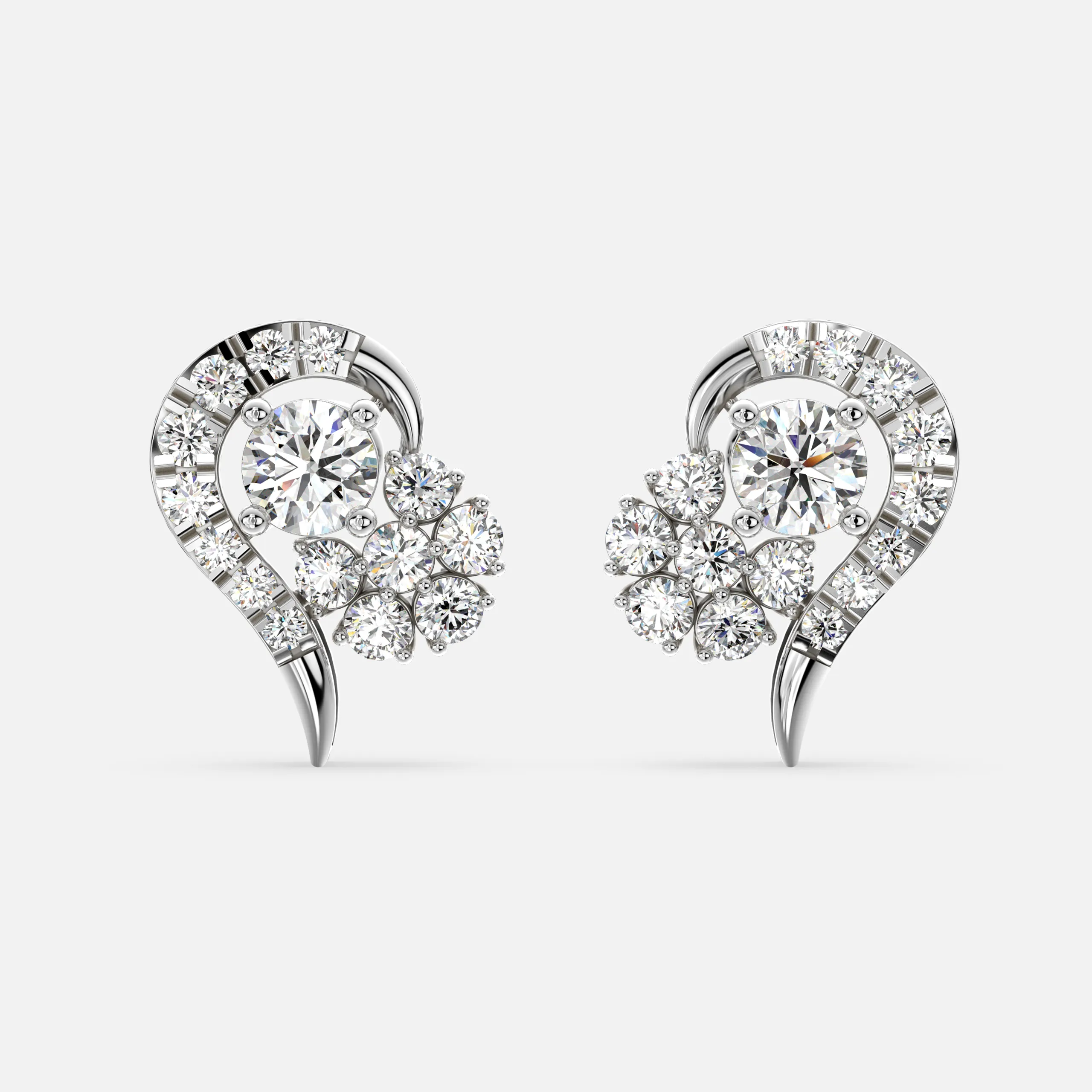 Floral Drop Diamond Earrings