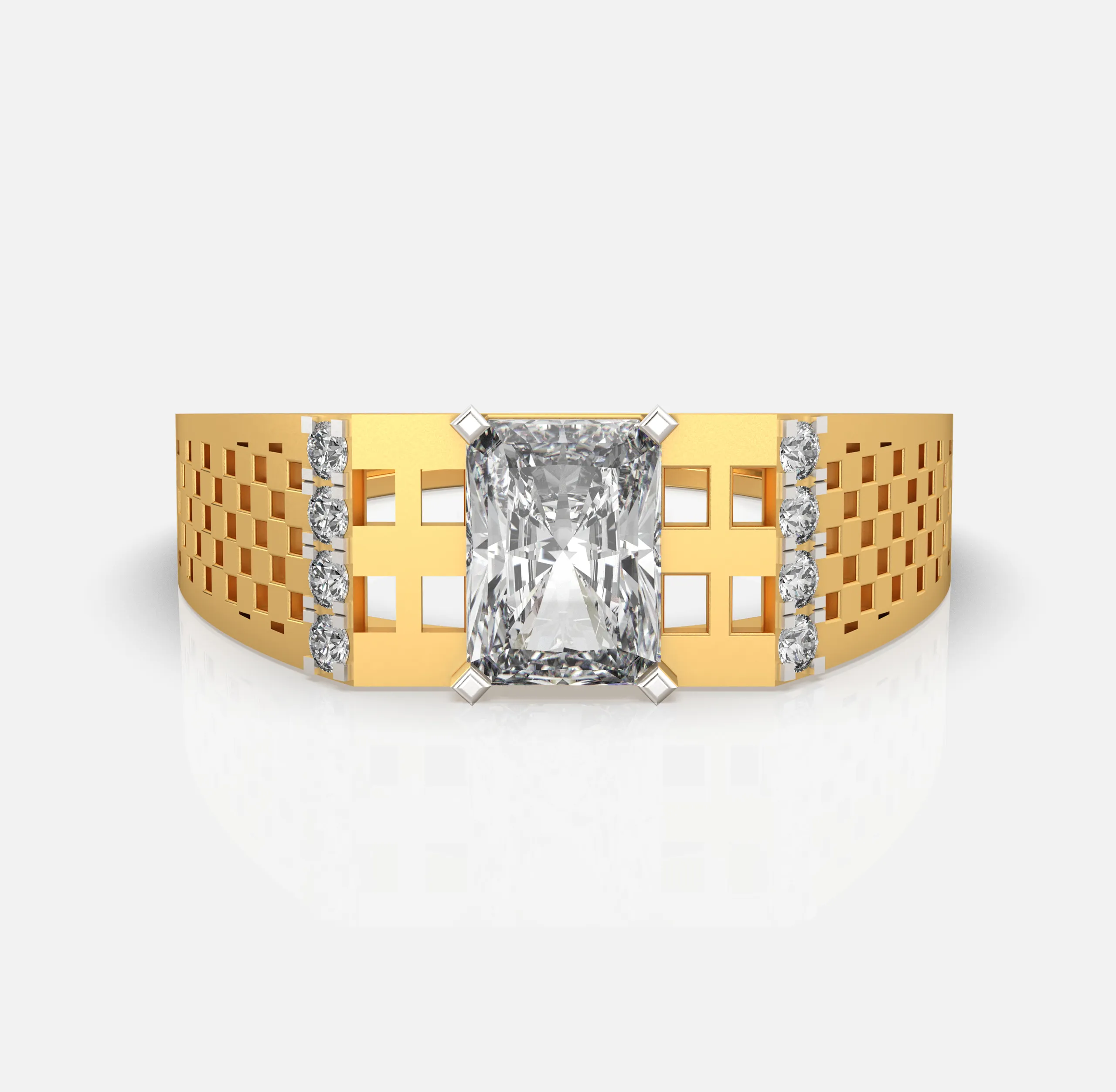 Grid Crown Diamond Ring