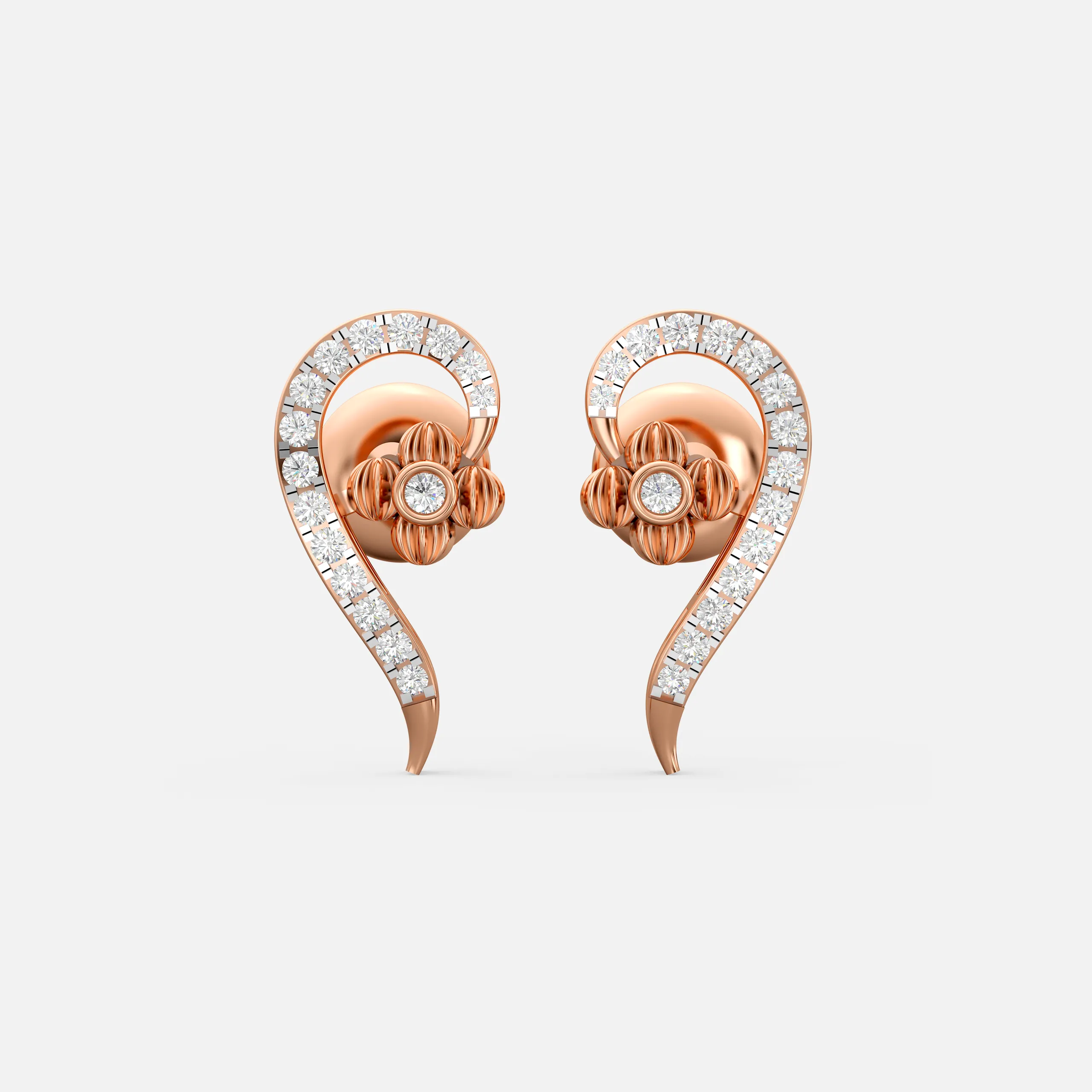 Floral Curve Diamond Earrings
