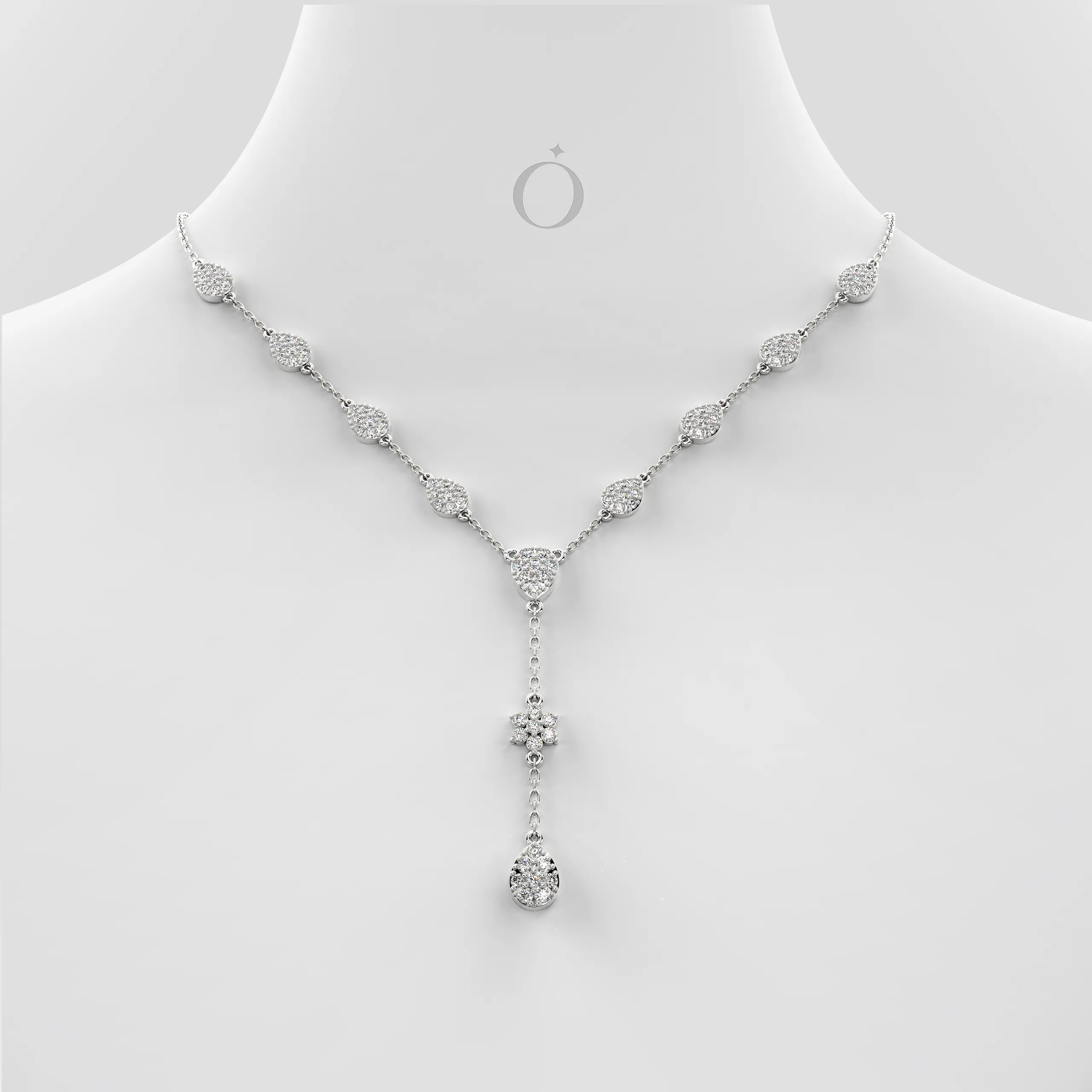 Floral Pear Diamond Necklace