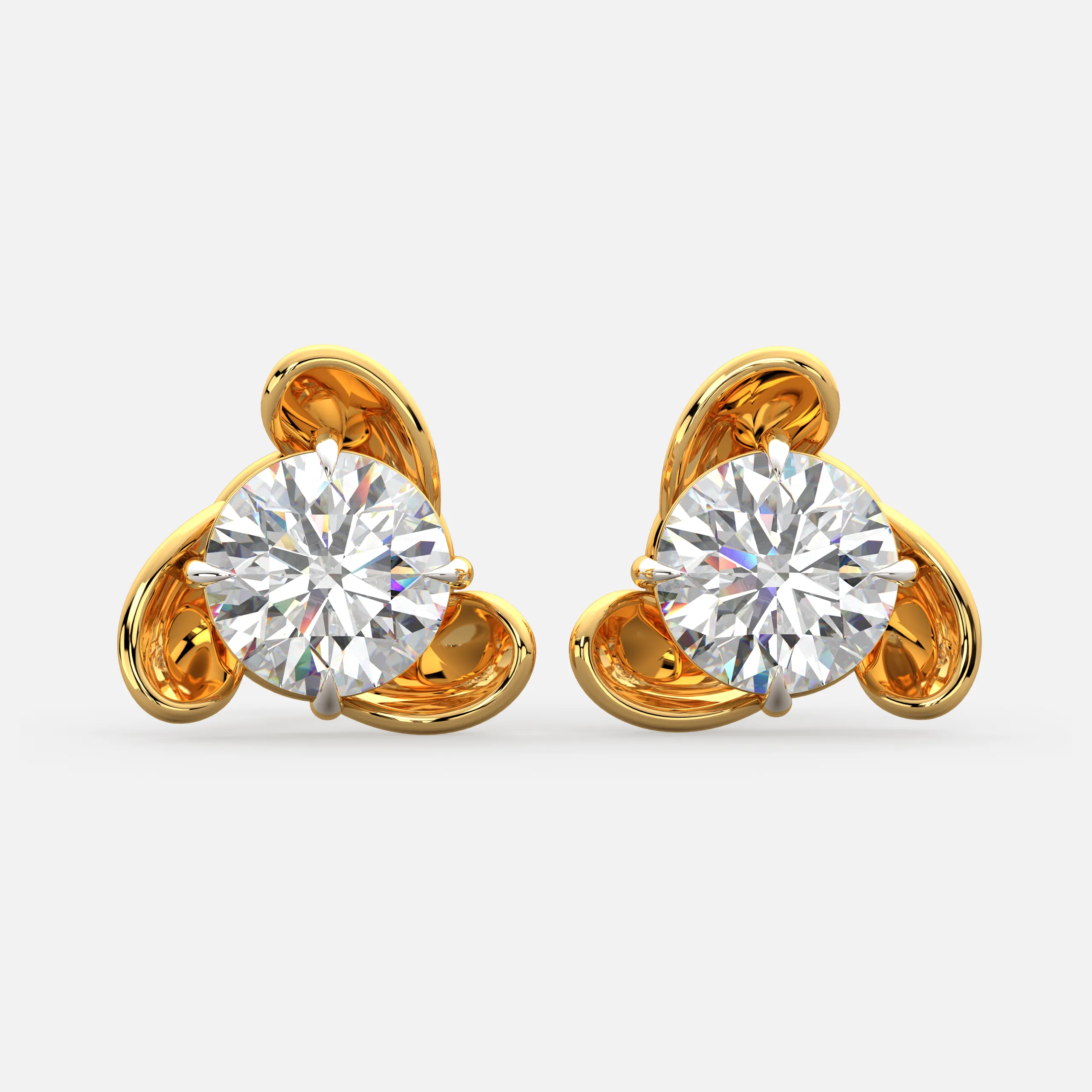 Triflora Solitaire Diamond Earrings