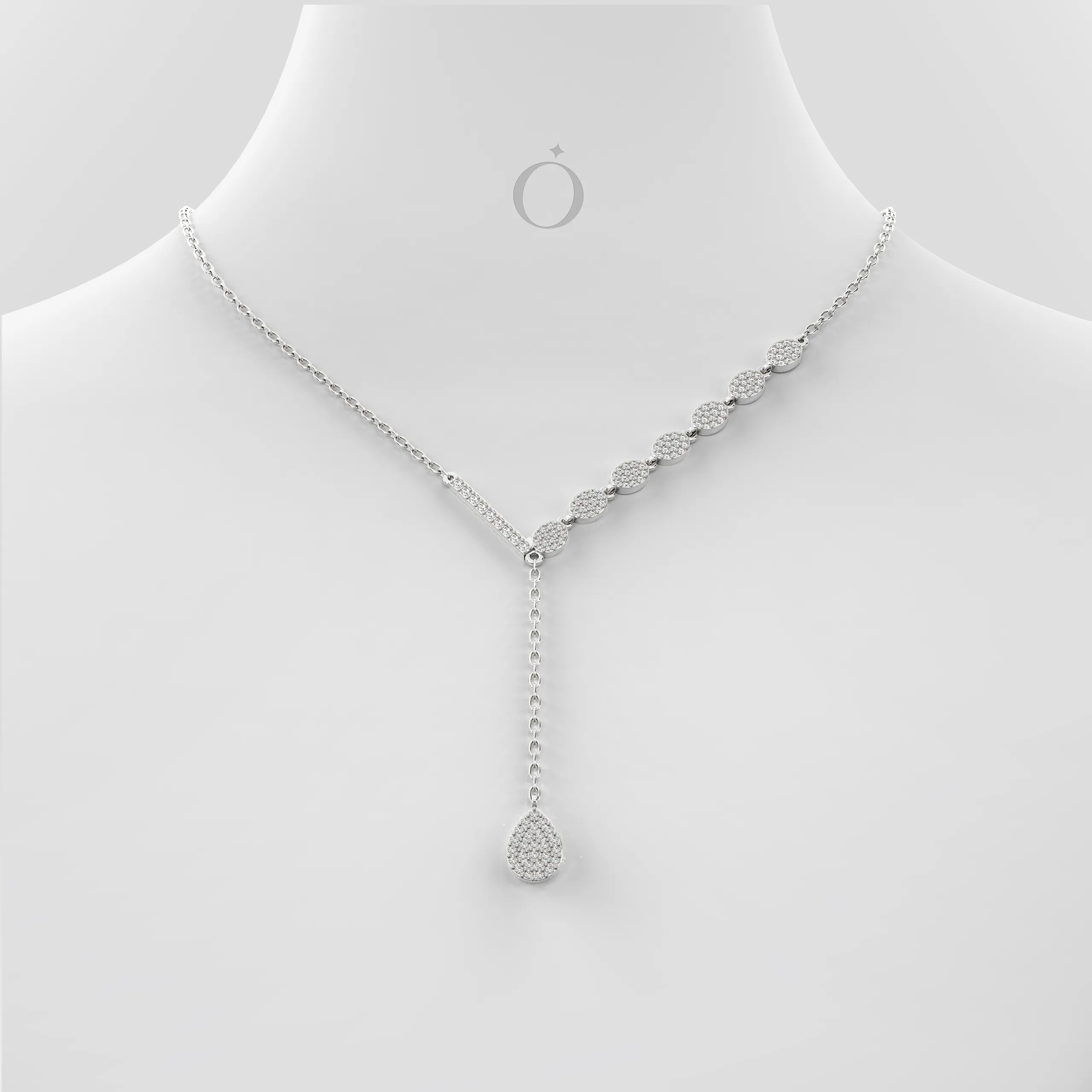 Asymmetric Drop Diamond Necklace