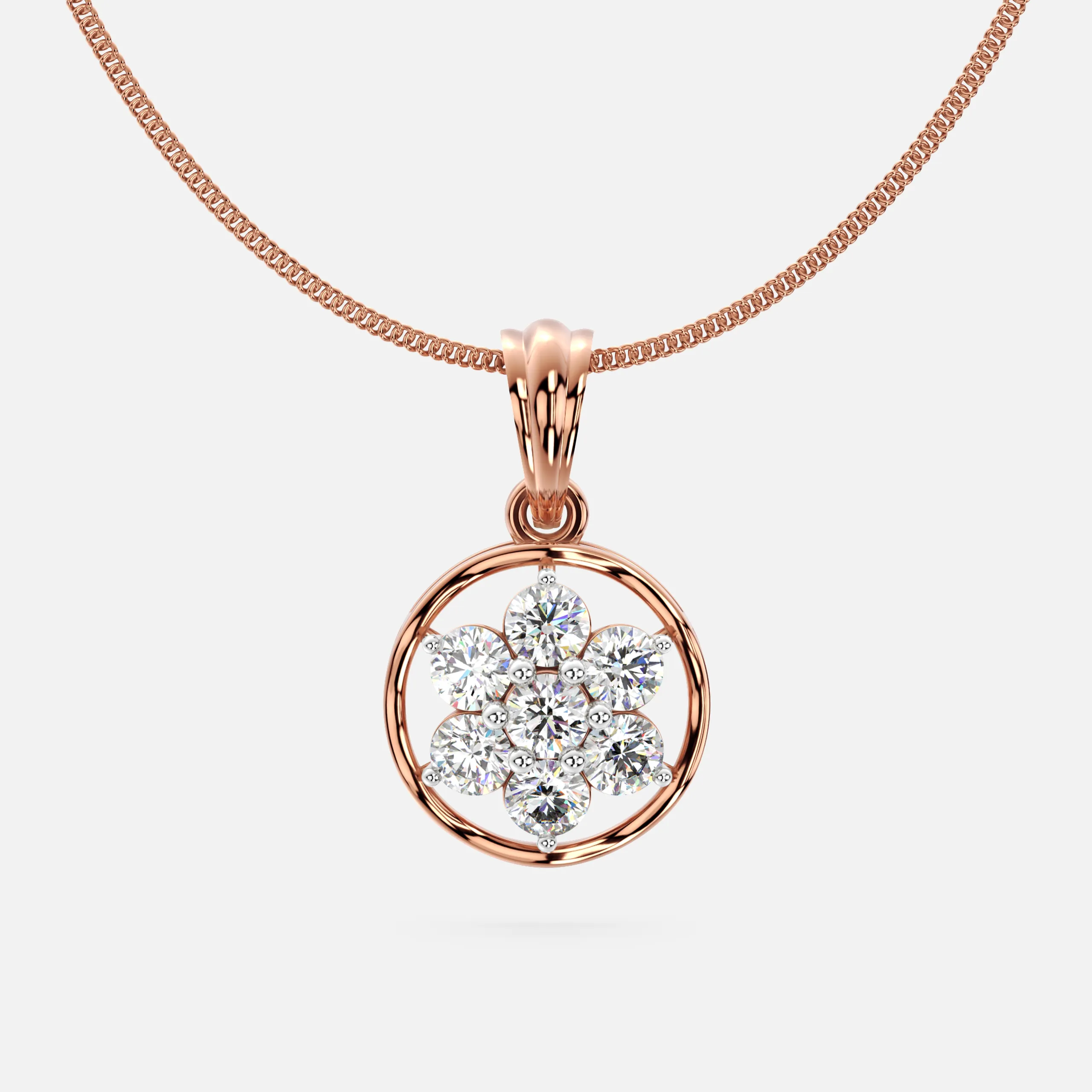 Radiant Bloom Circle Diamond Pendant
