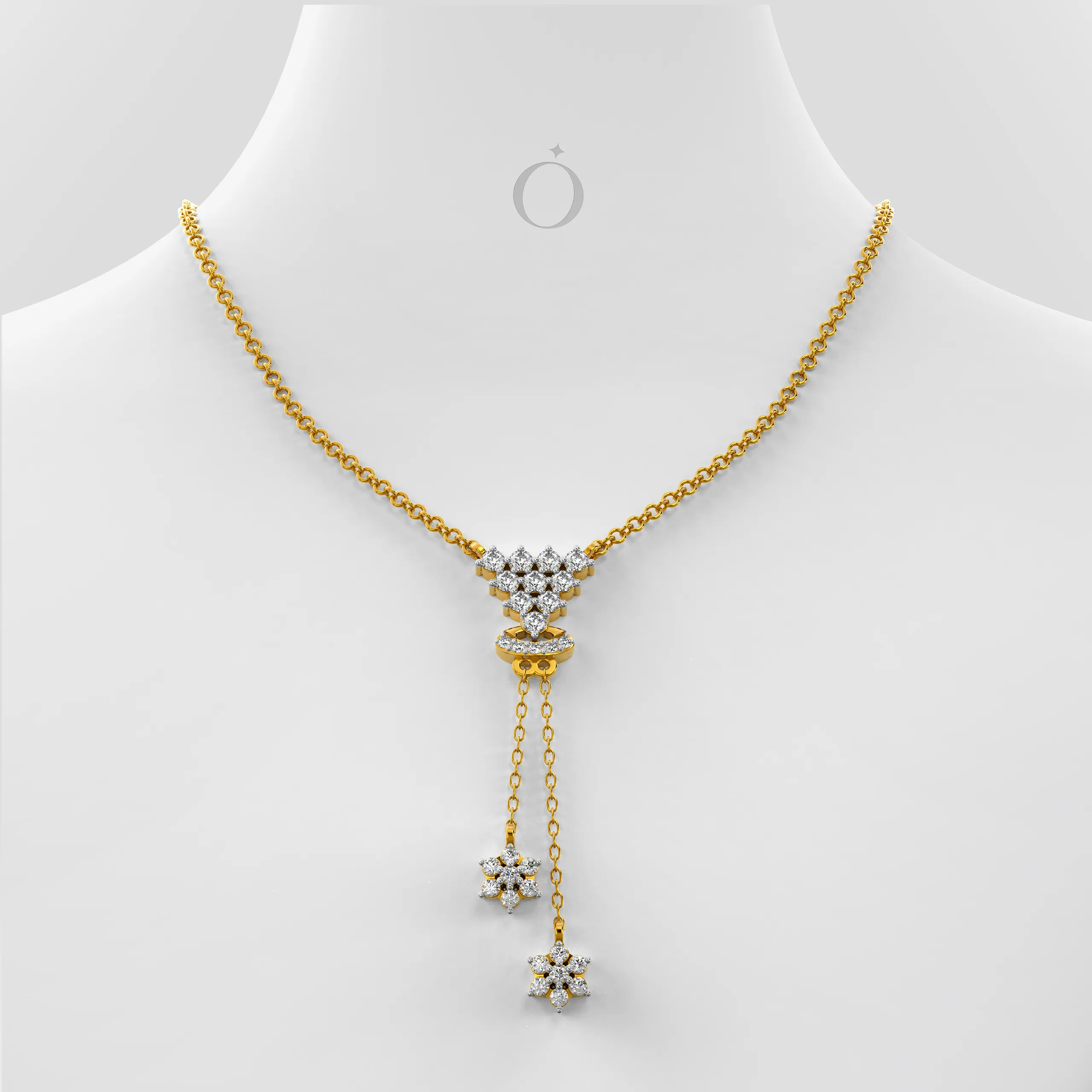Floral Tassel Diamond Necklace