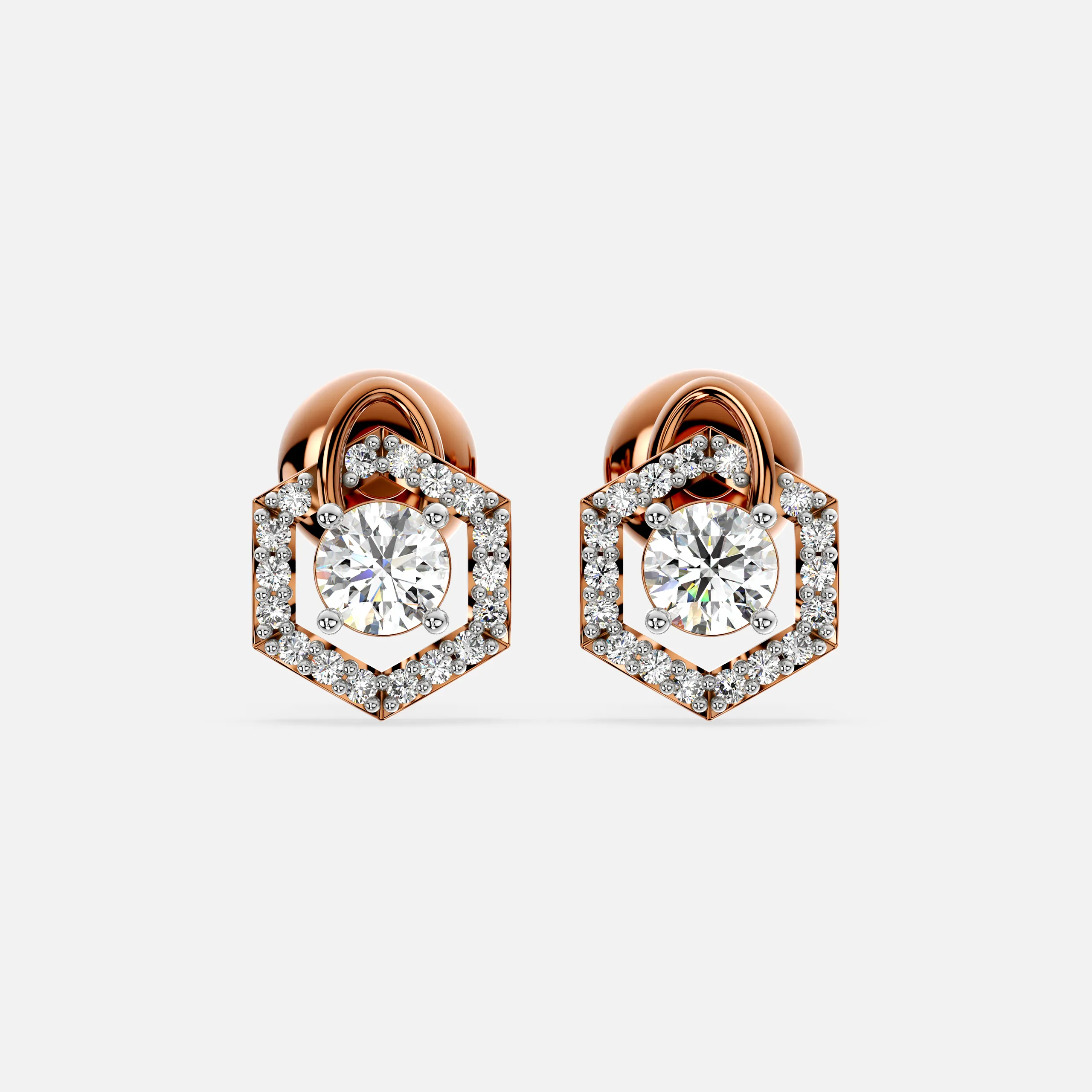 Hexara Halo Diamond Earrings