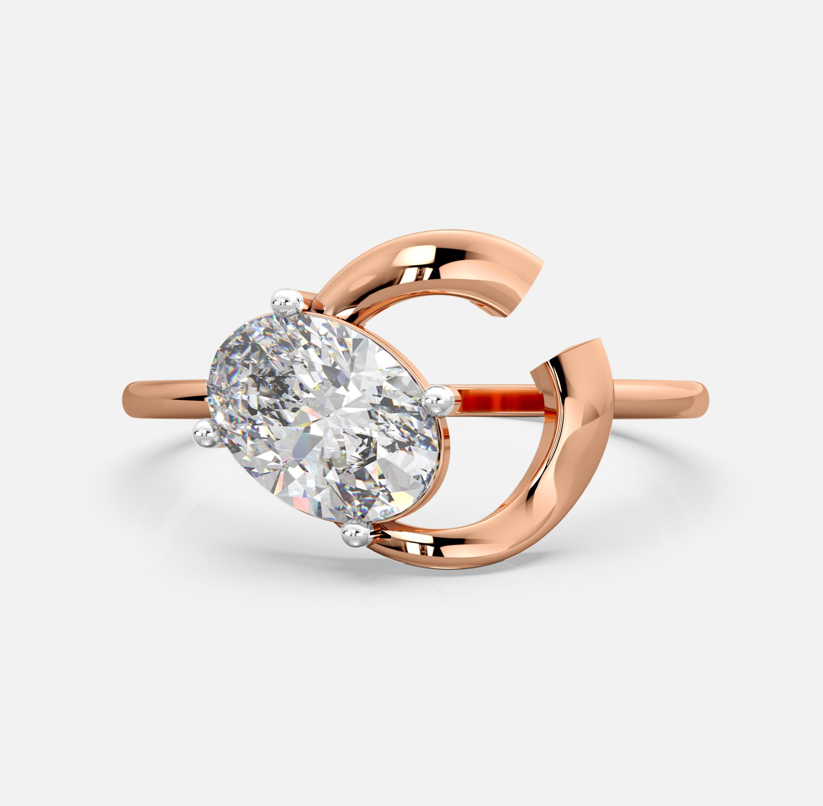 Oval Diamond Bypass Ring