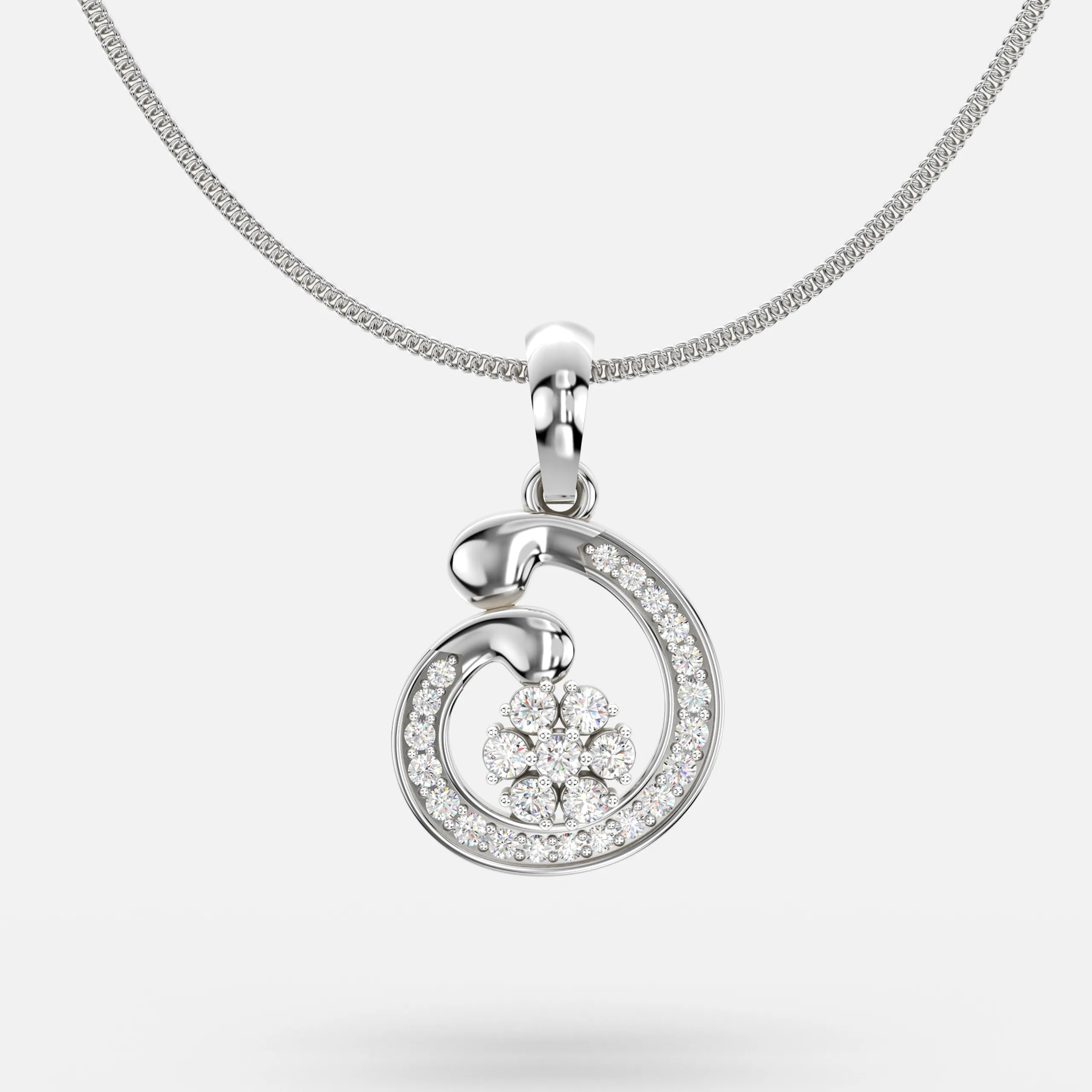 Swirl Bloom Diamond Pendant