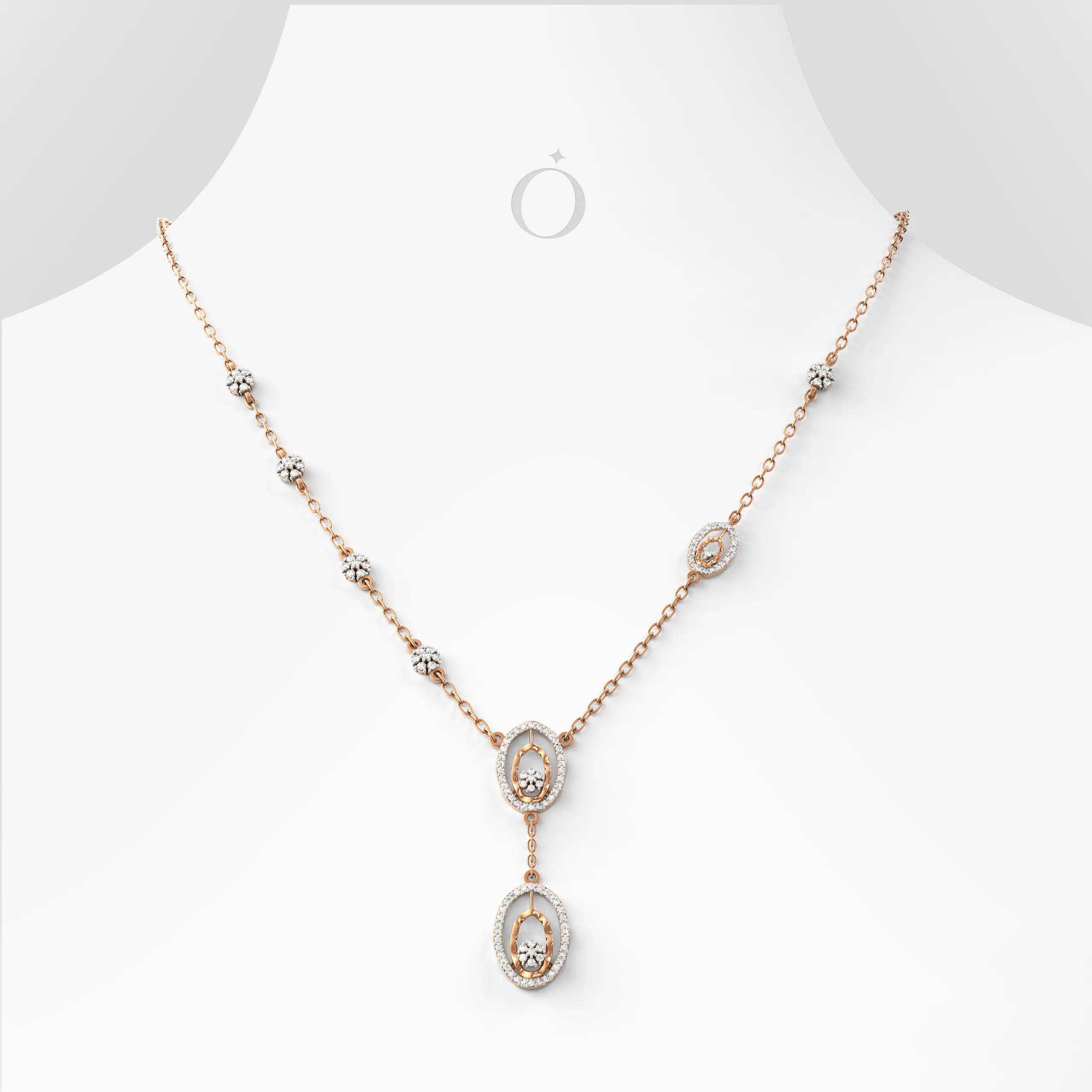 Oval Drop Diamond Necklace