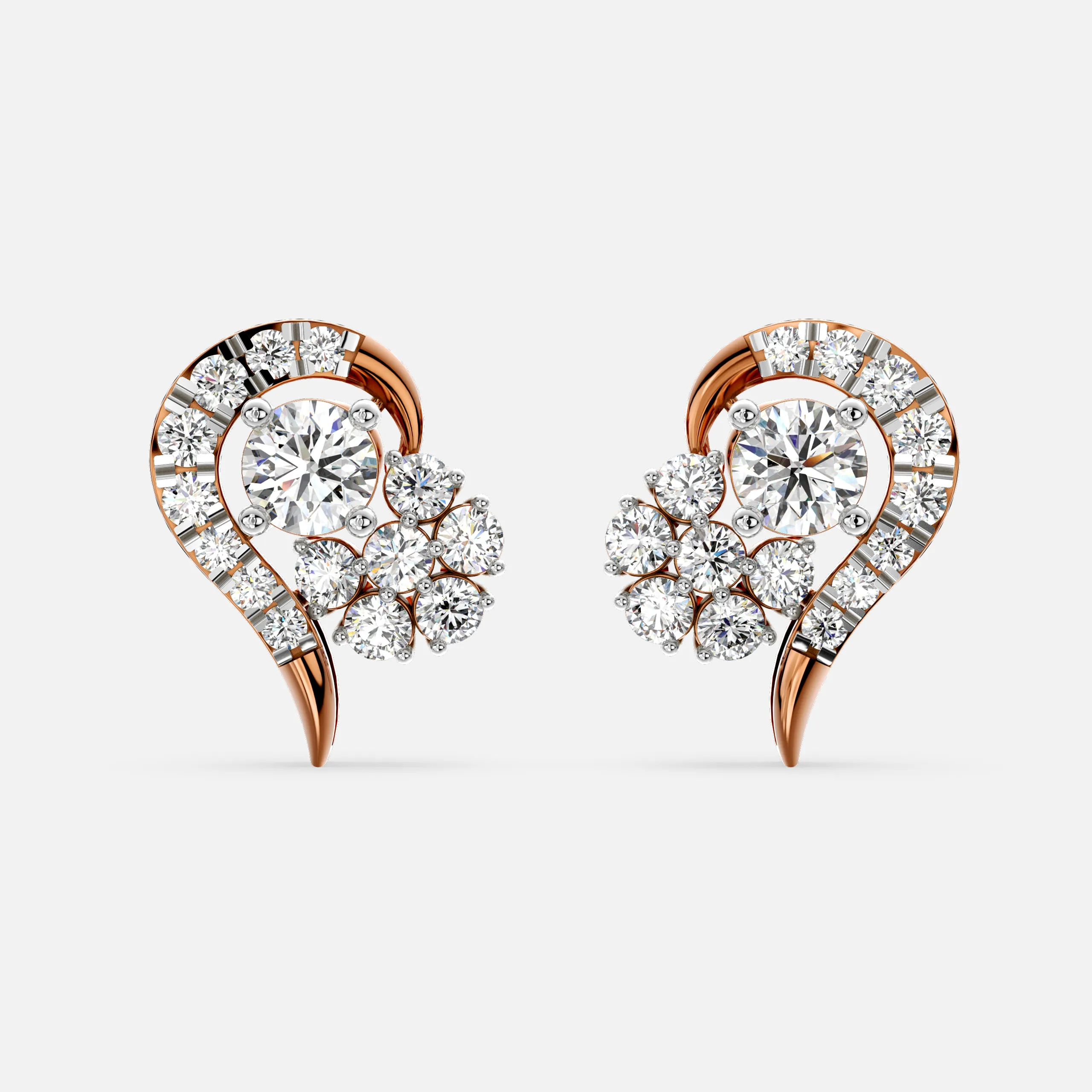 Floral Drop Diamond Earrings