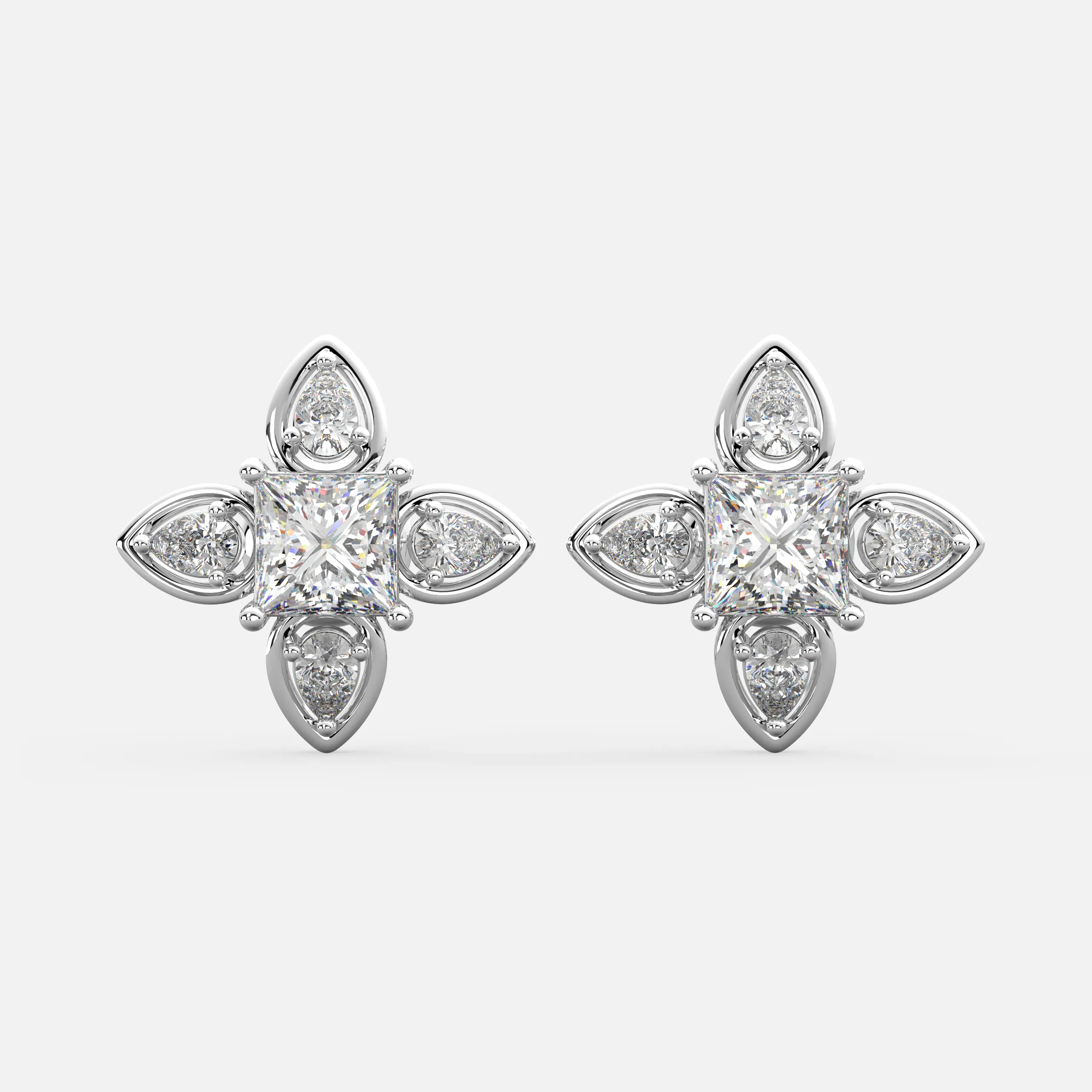 Princess Floral Diamond Studs