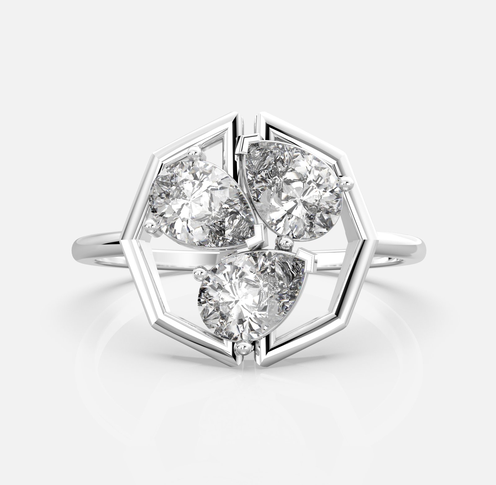 Tear Drop Diamond Cluster Ring