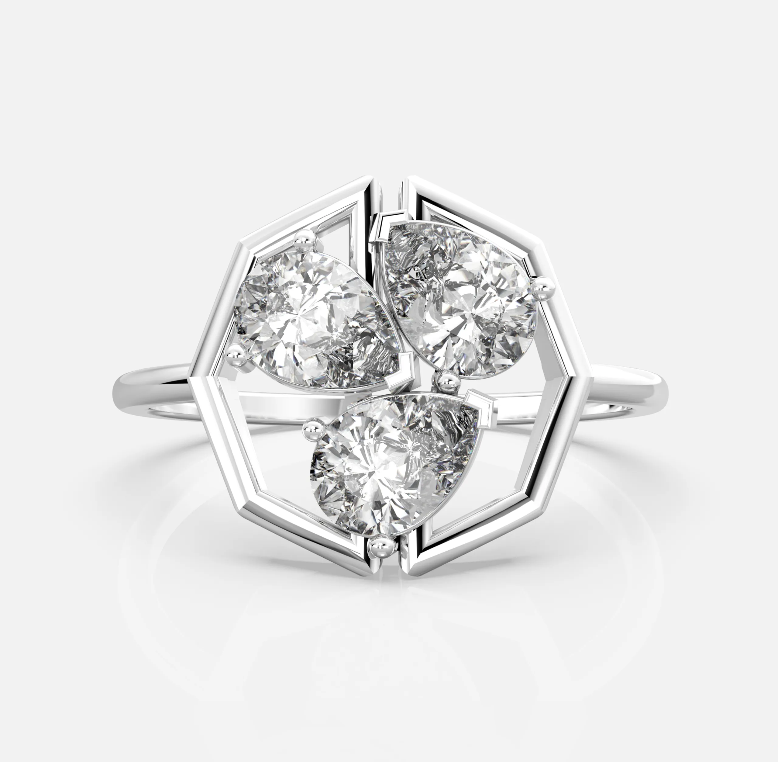 Tear Drop Diamond Cluster Ring