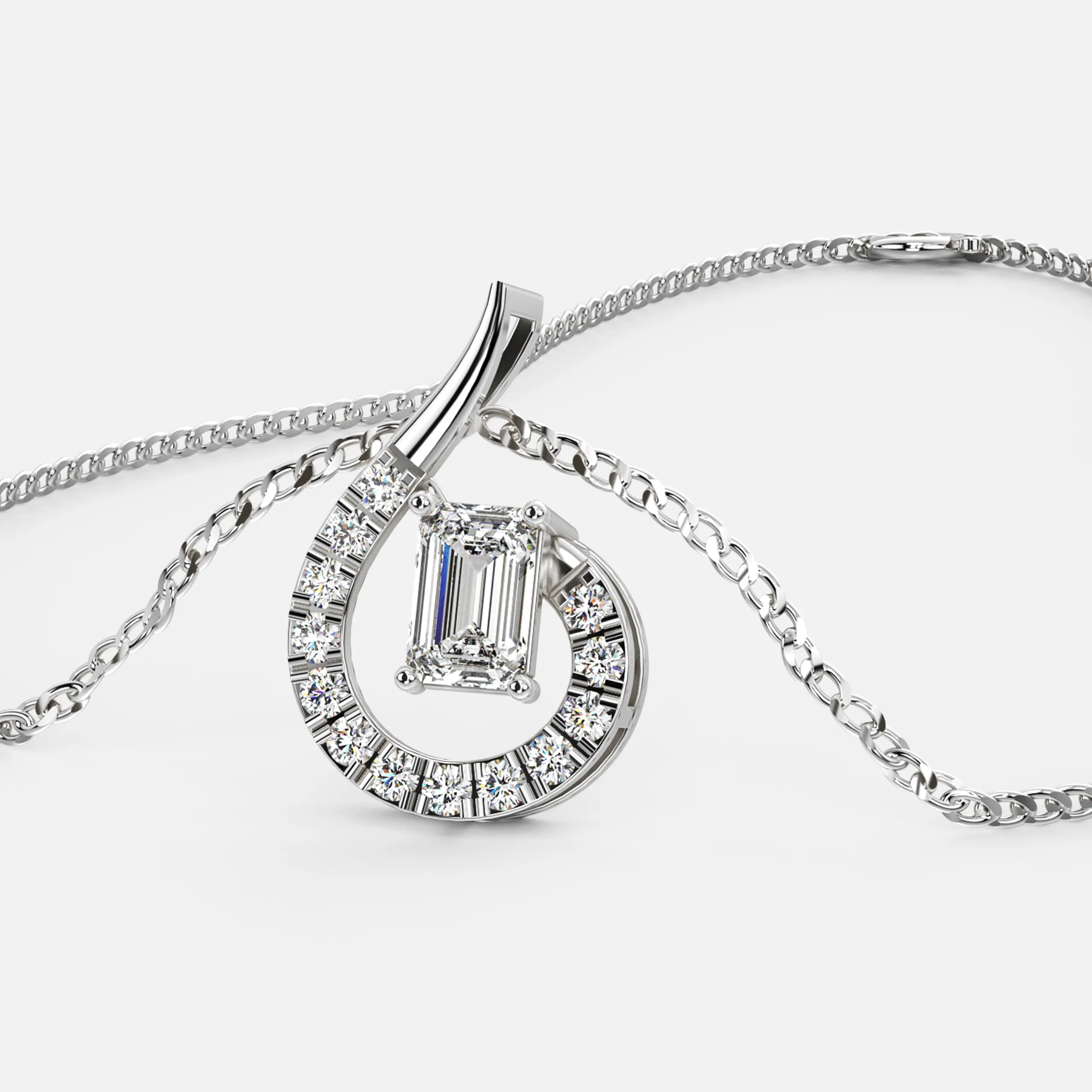 Emerald Swirl Diamond Pendant