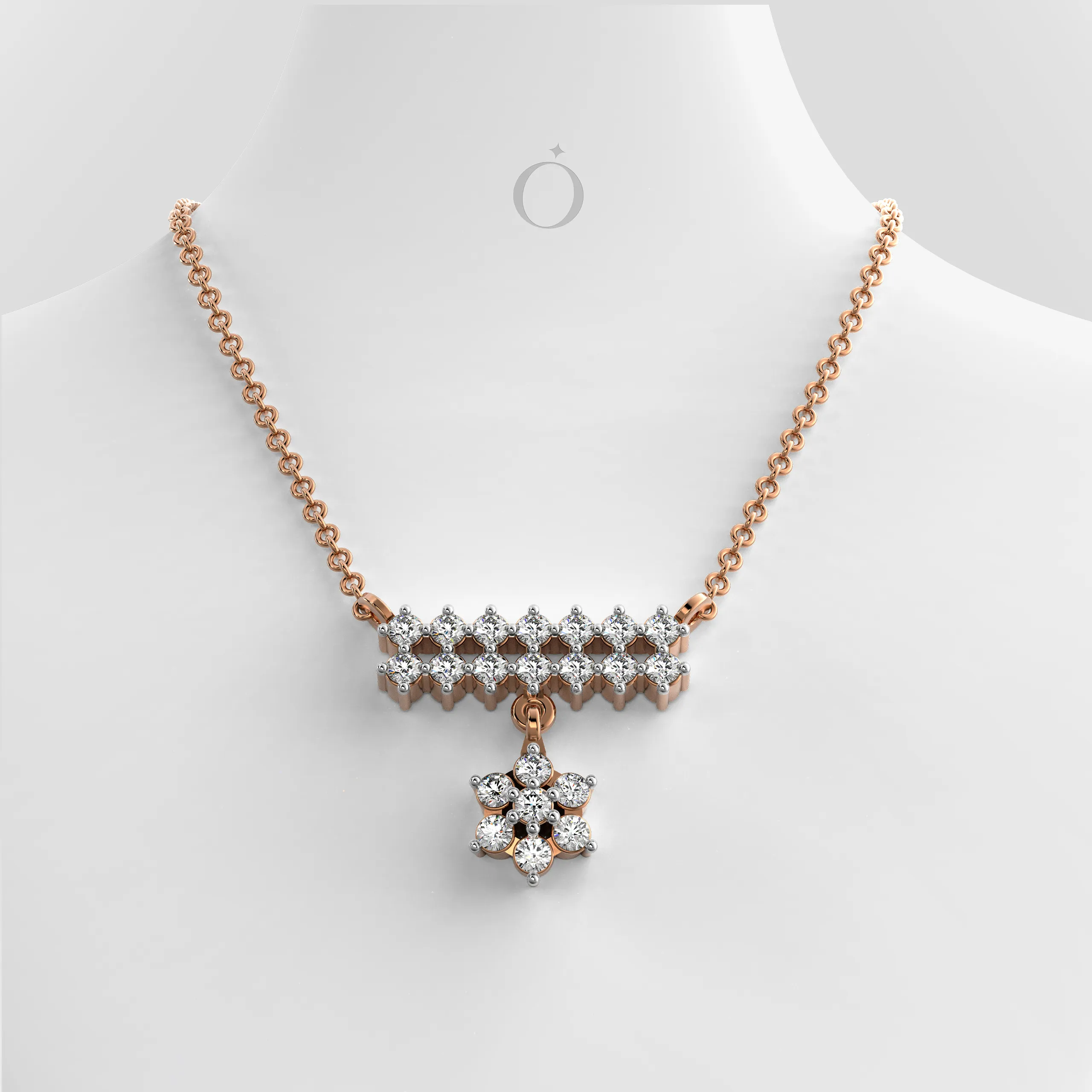 Floral Drop Diamond Necklace