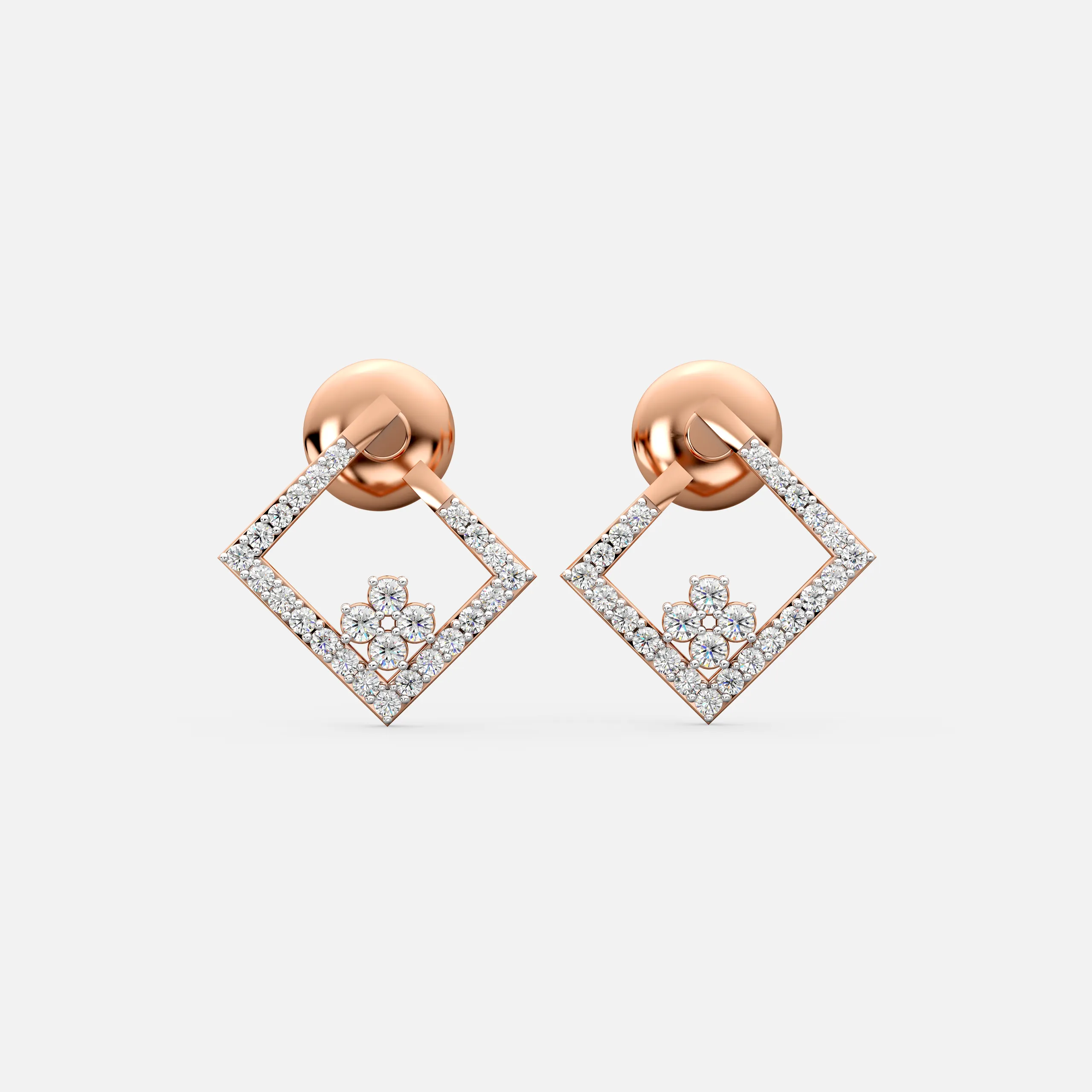 Floral Frame Diamond Earrings