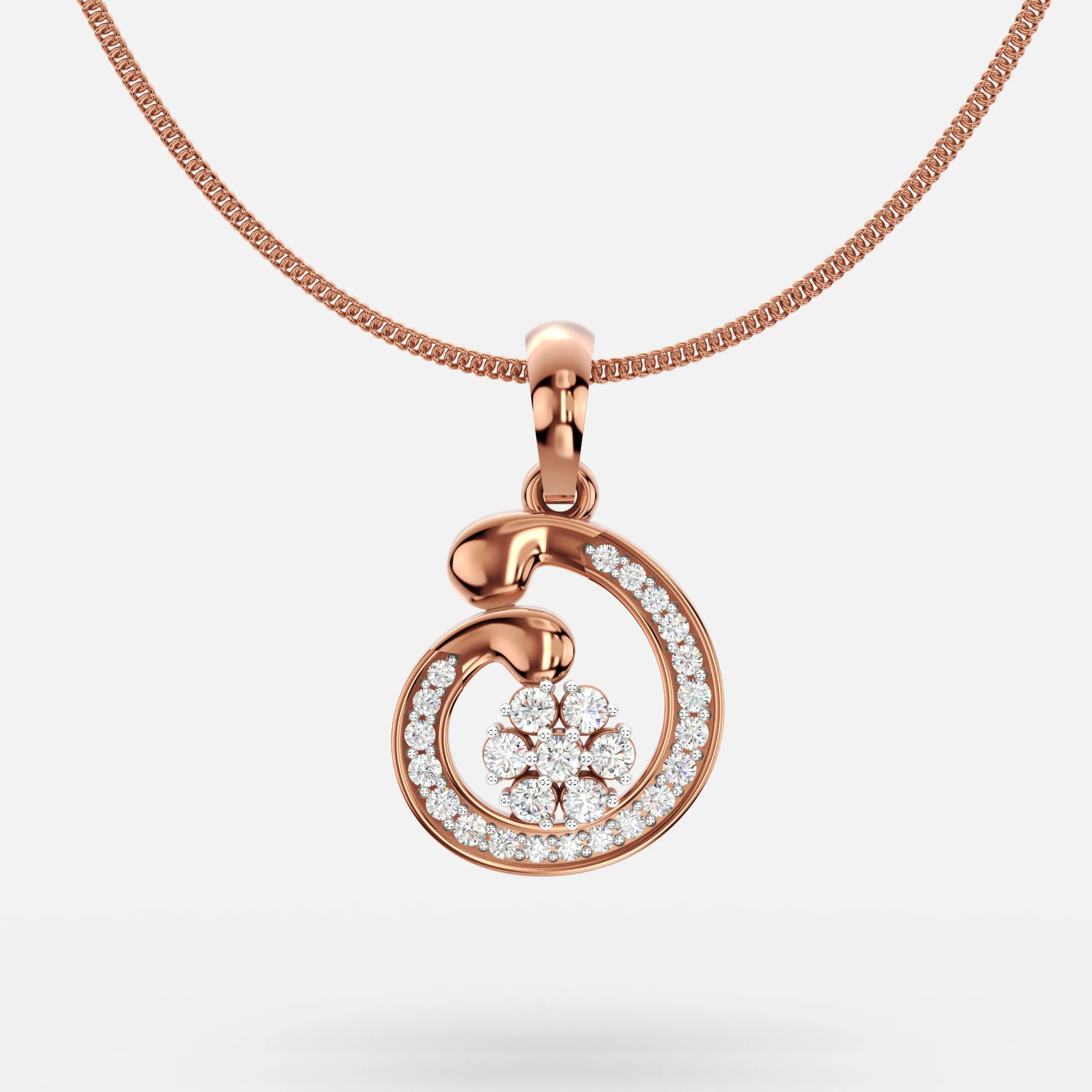 Swirl Bloom Diamond Pendant