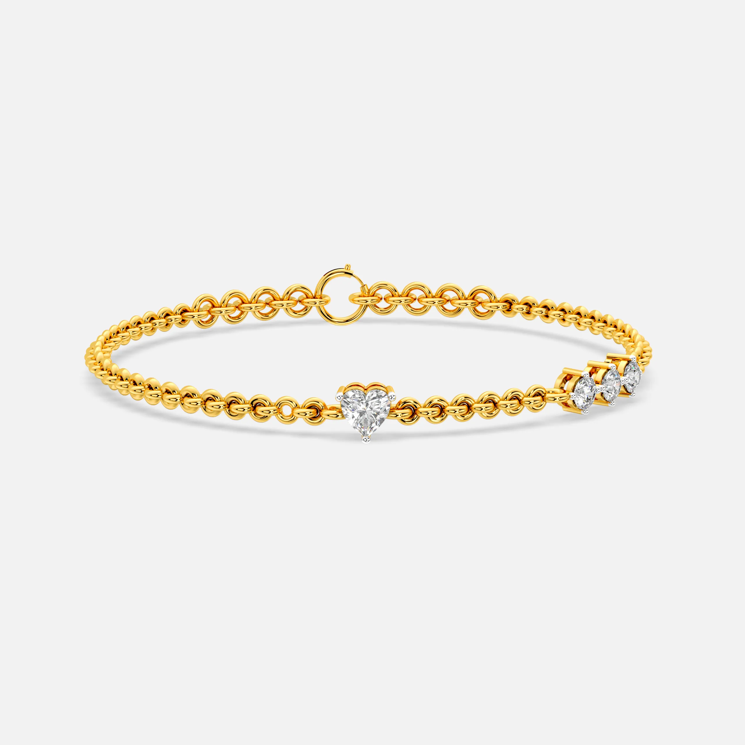 Heart and Trio Diamond Bracelet
