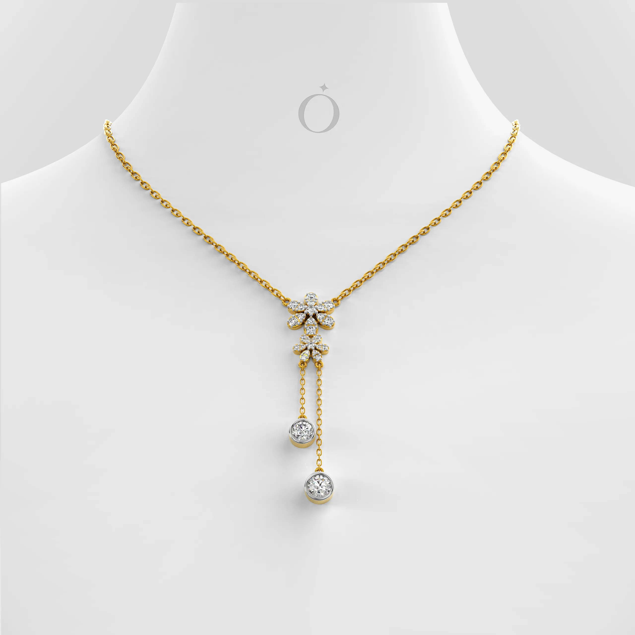 Floral Drop Diamond Necklace