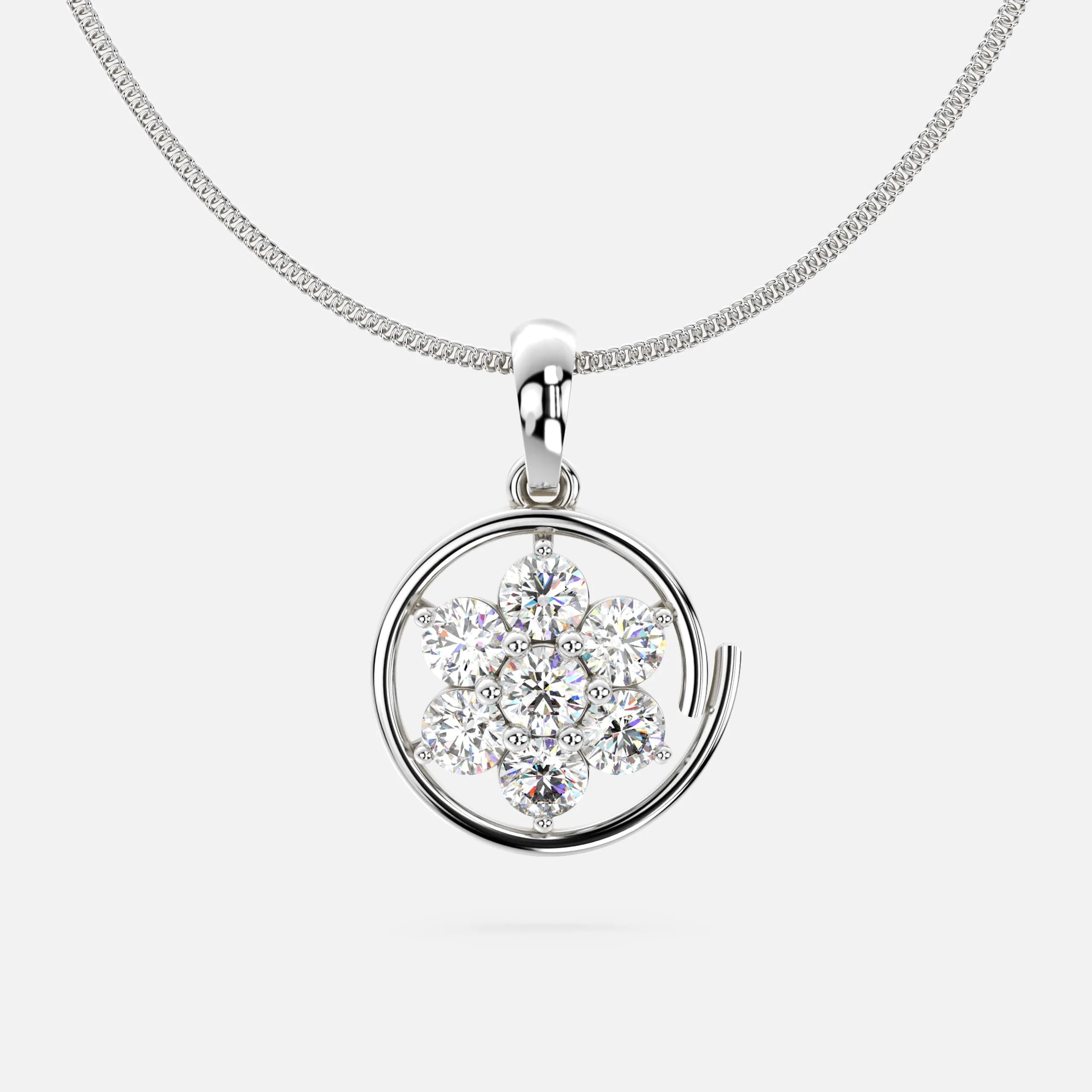 Circular Floral Diamond Pendant