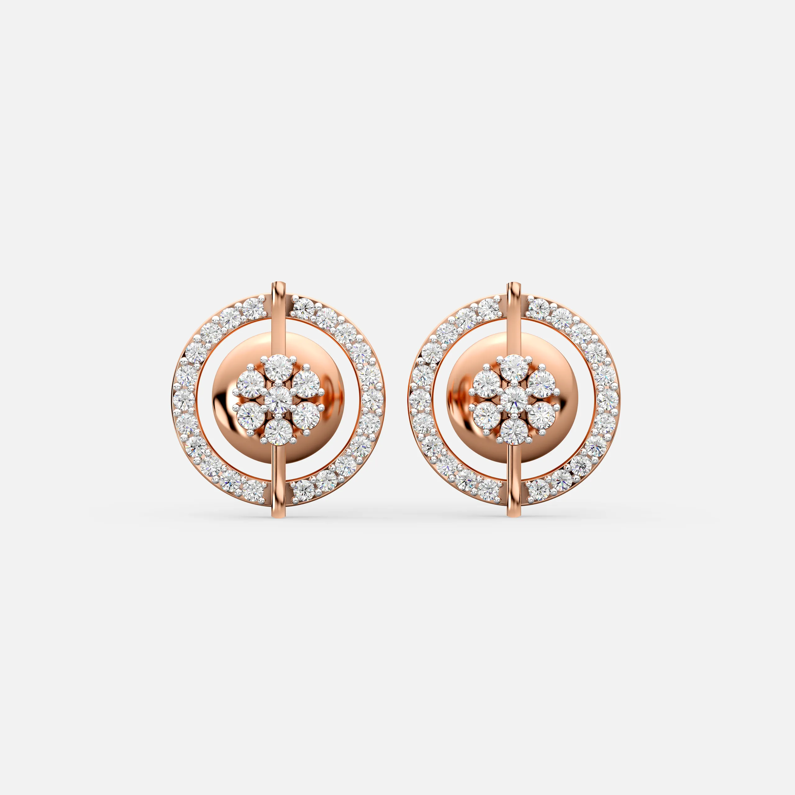 Floral Circle Diamond Earrings