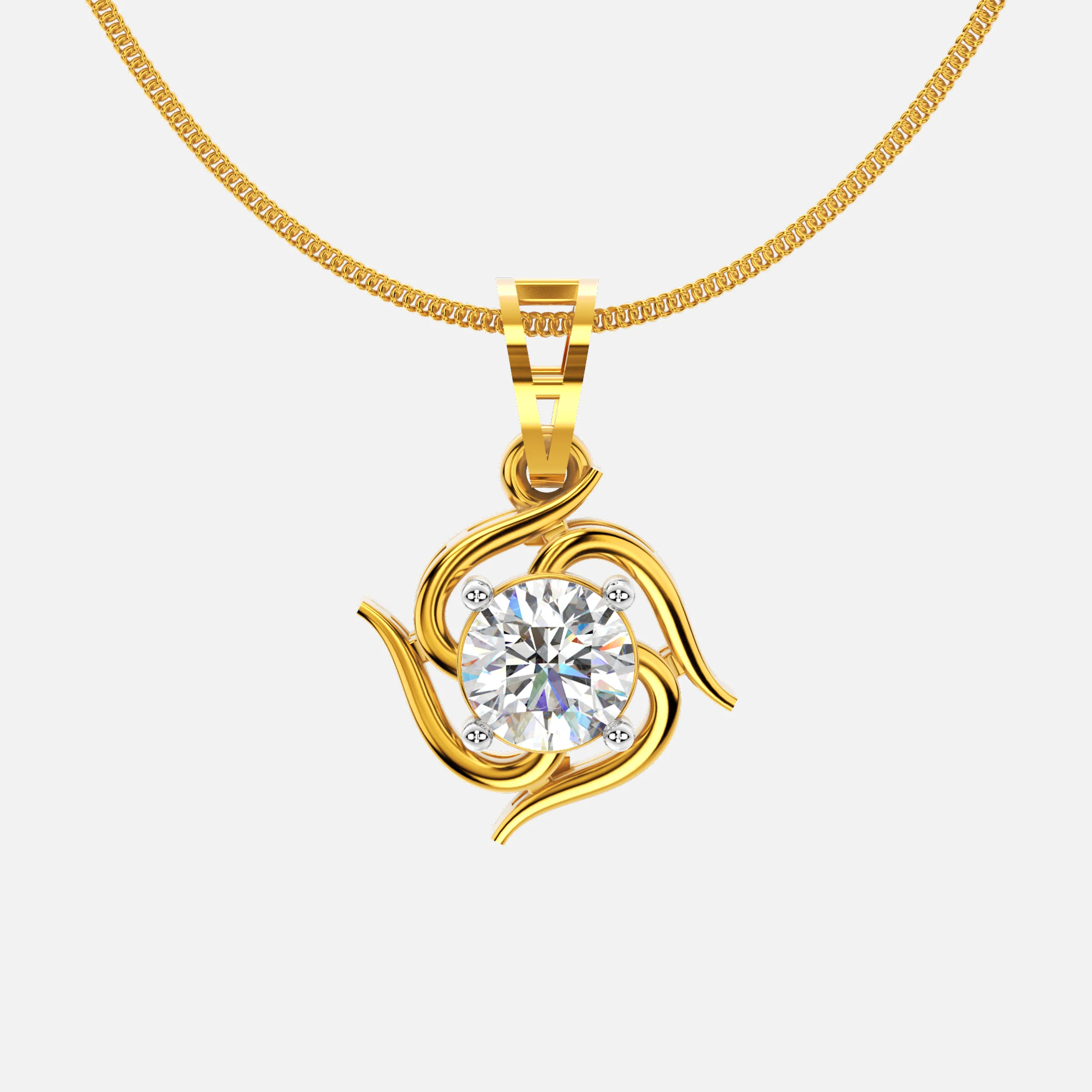 Swirl Solitaire Diamond Pendant