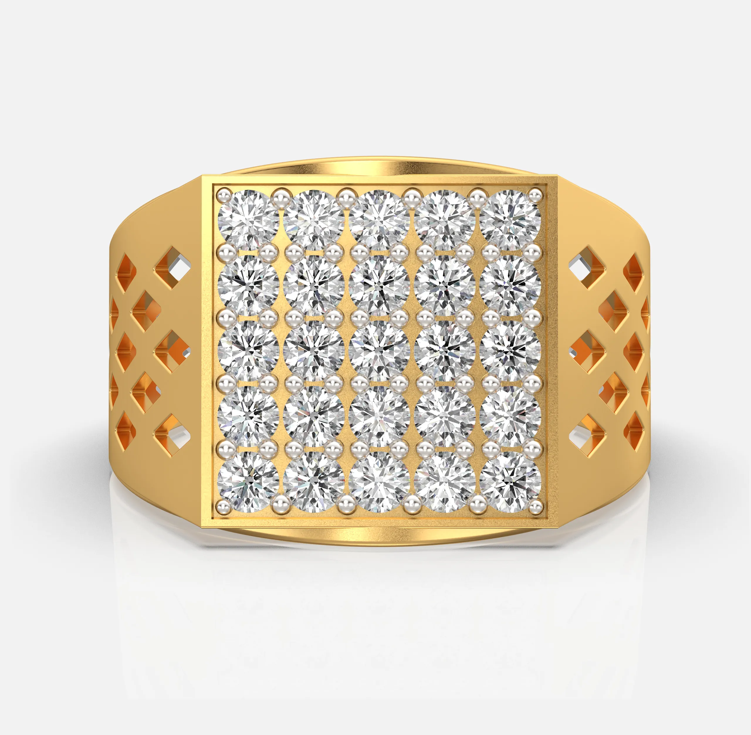 Glinting Grid Men's Ring