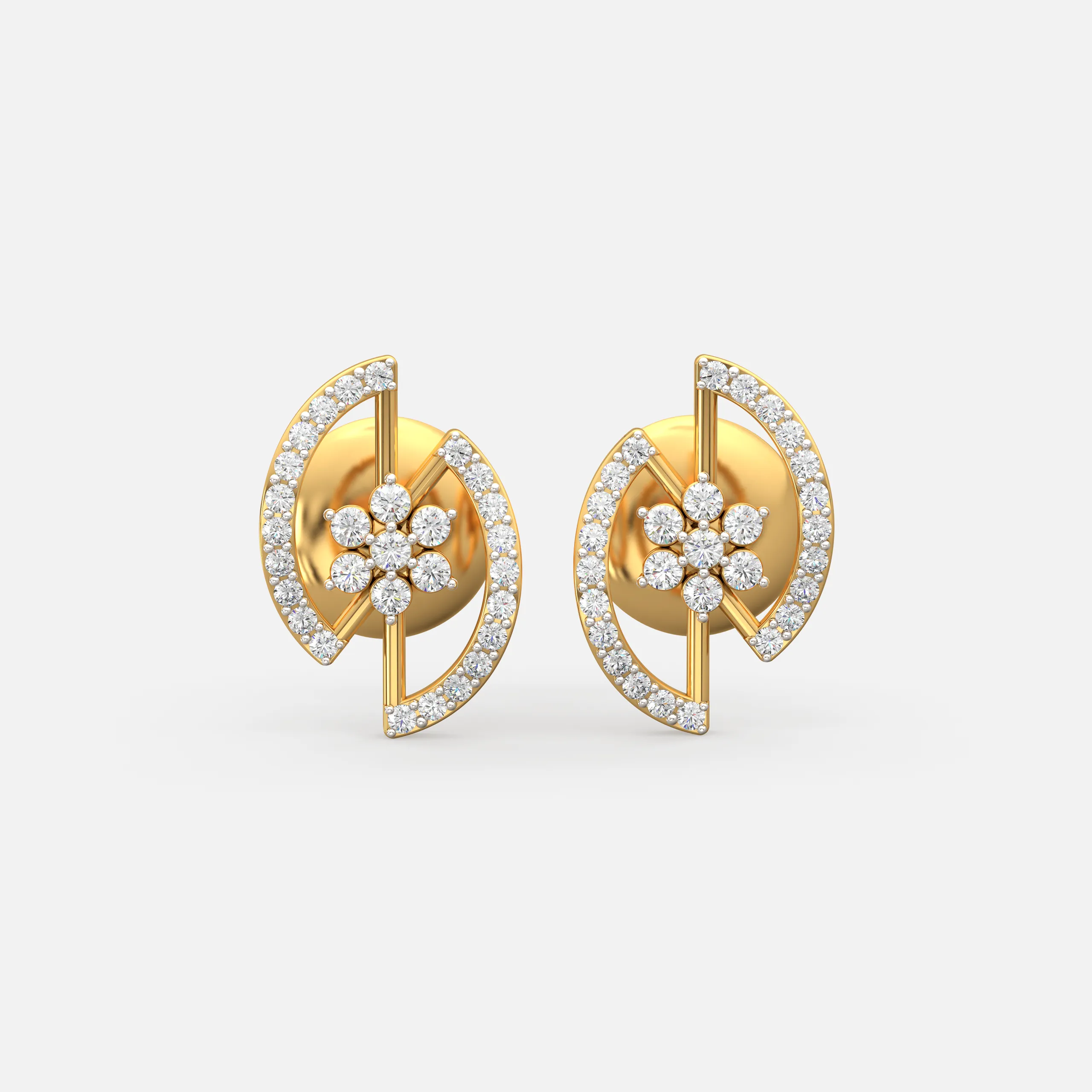 Diamond Petal Arc Studs