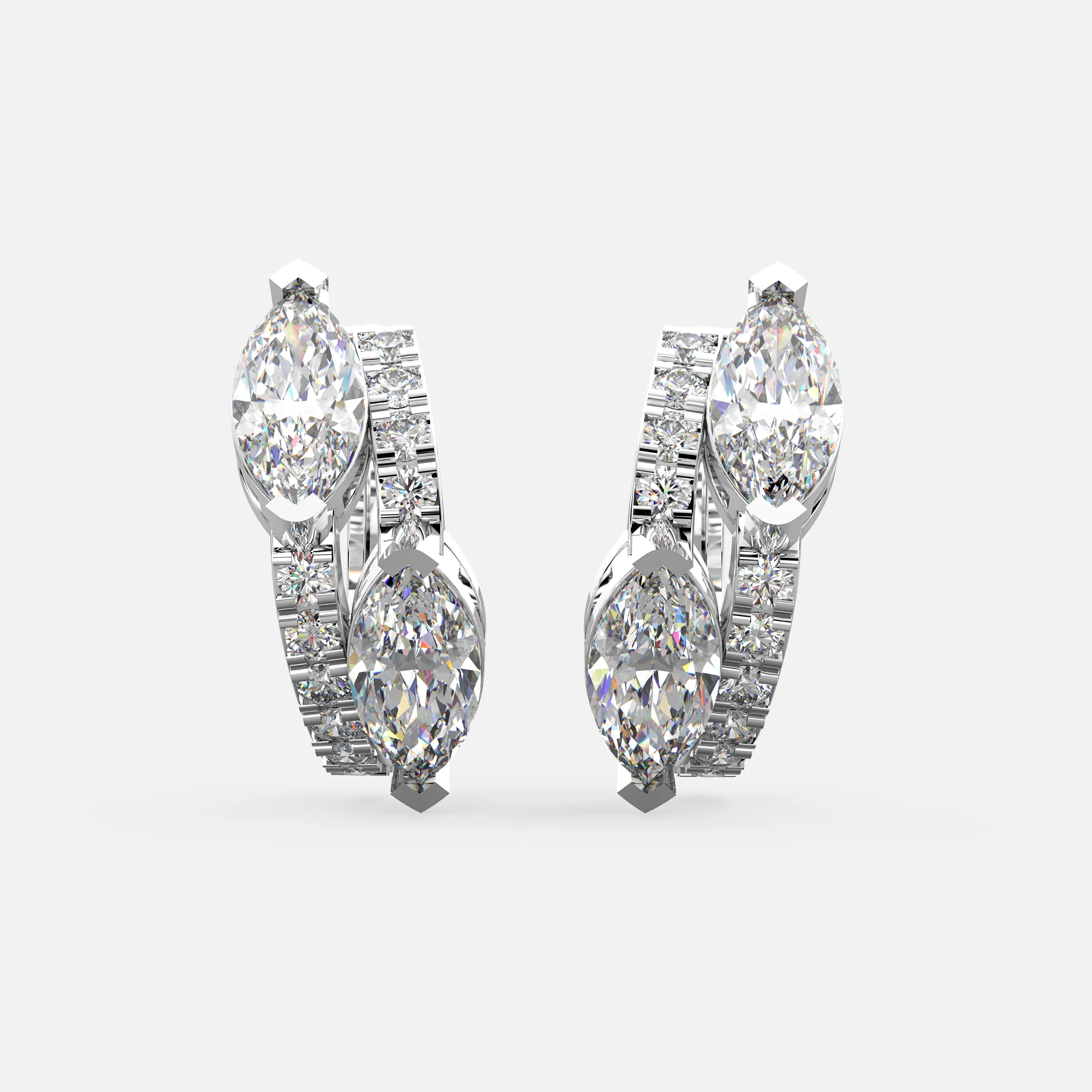 Marquise Diamond Hoop Earrings