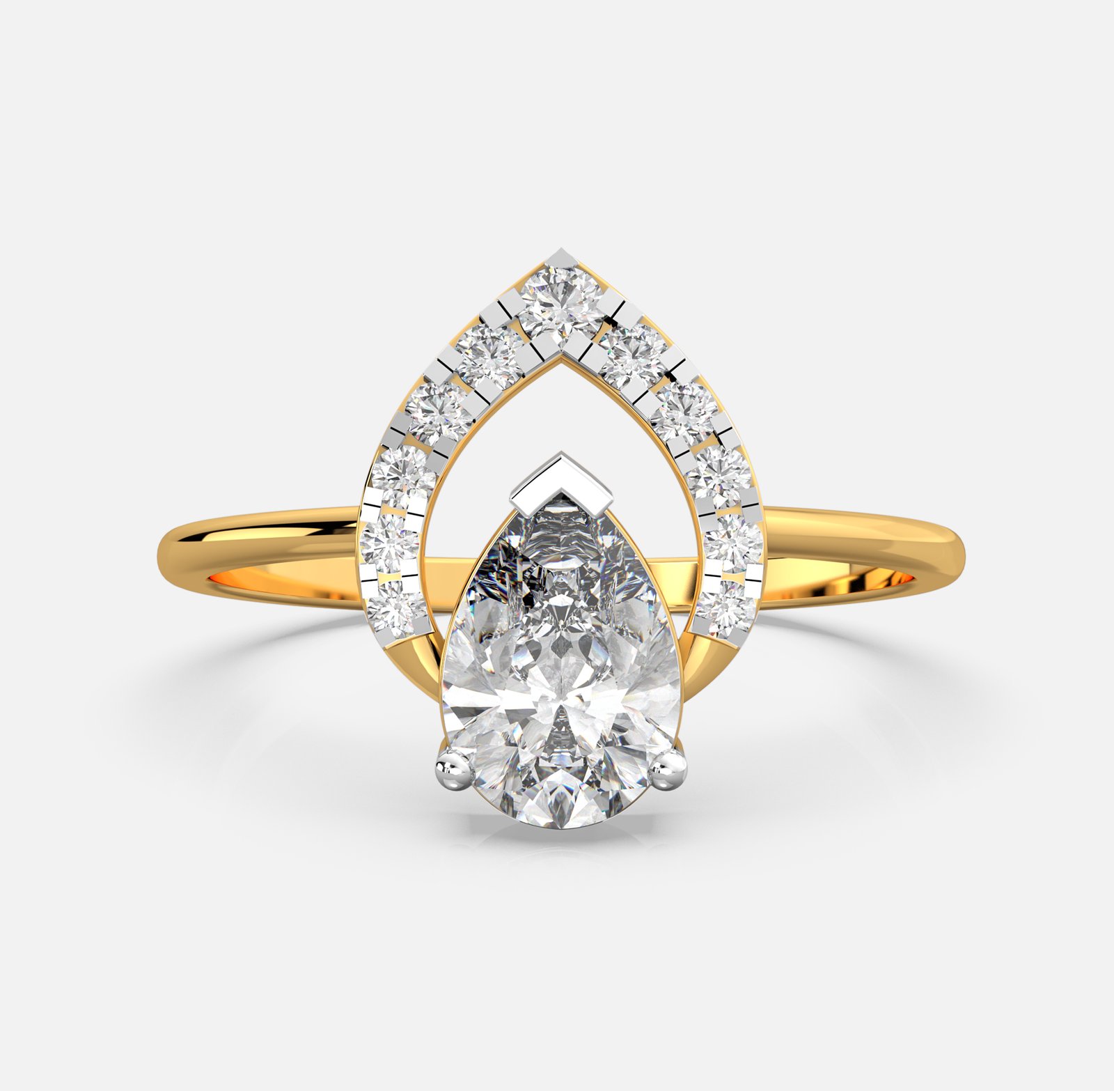 Radiant Crown Pear Diamond Ring