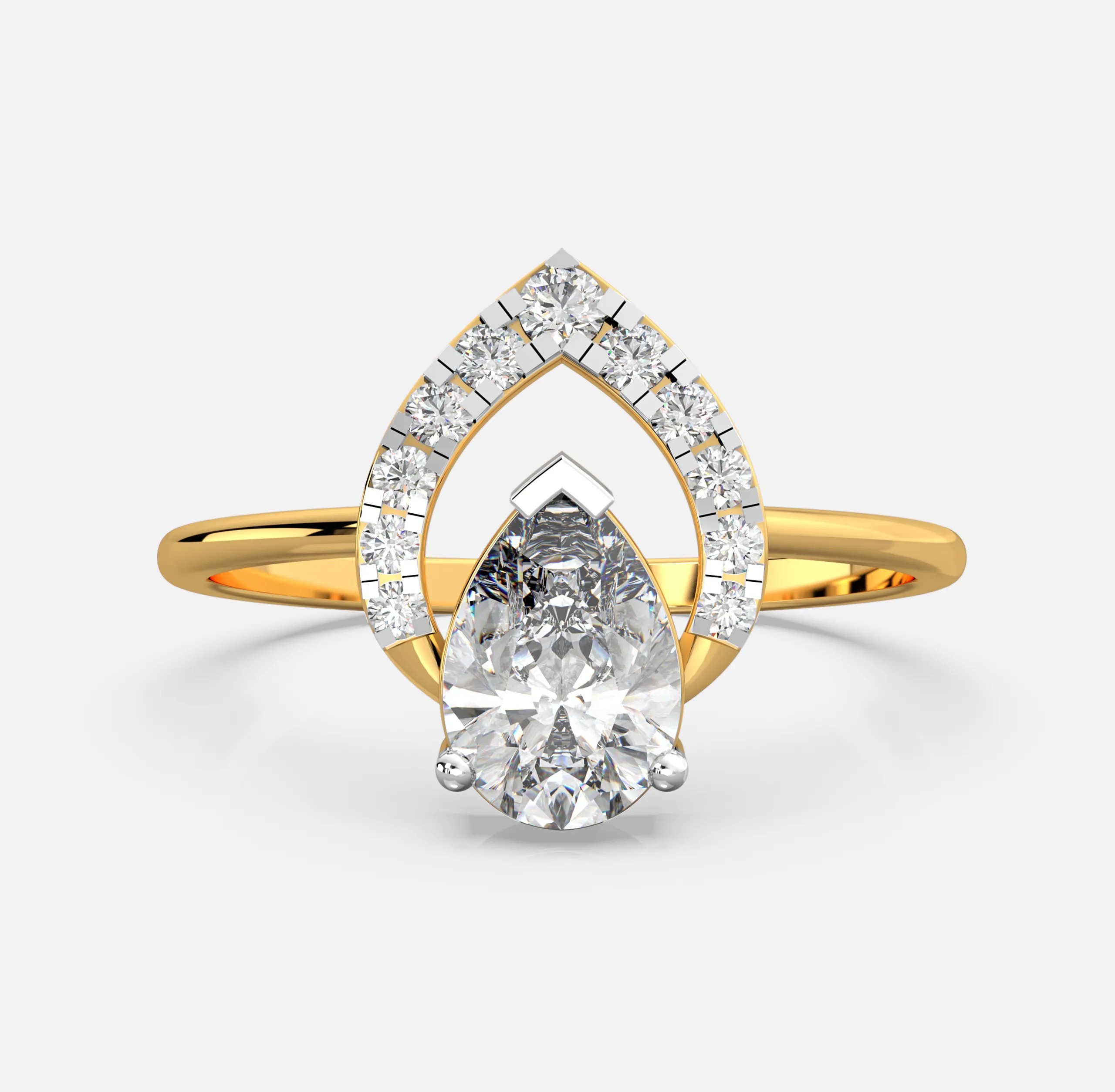 Radiant Crown Pear Diamond Ring