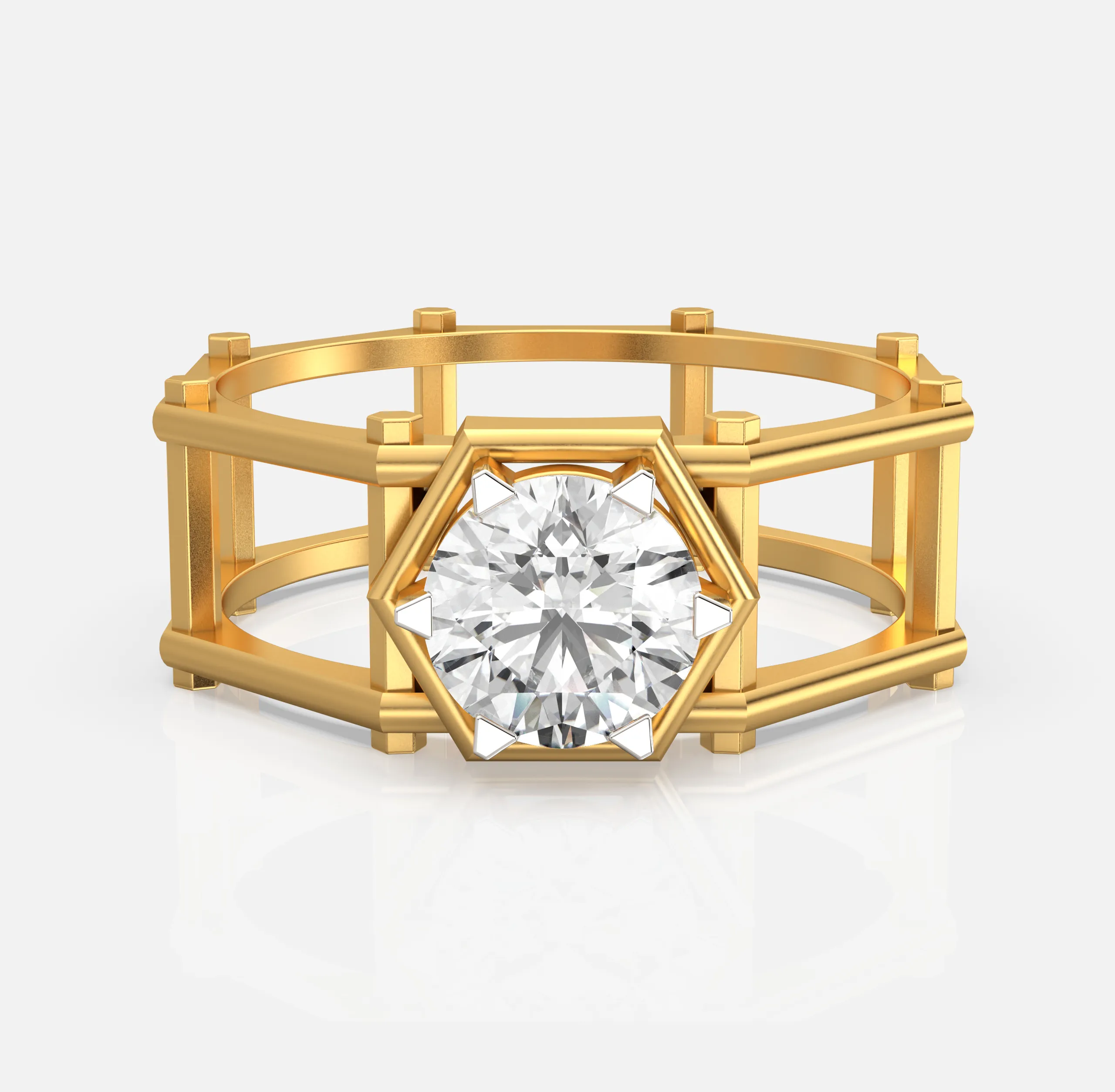 Pillar Frame Diamond Ring