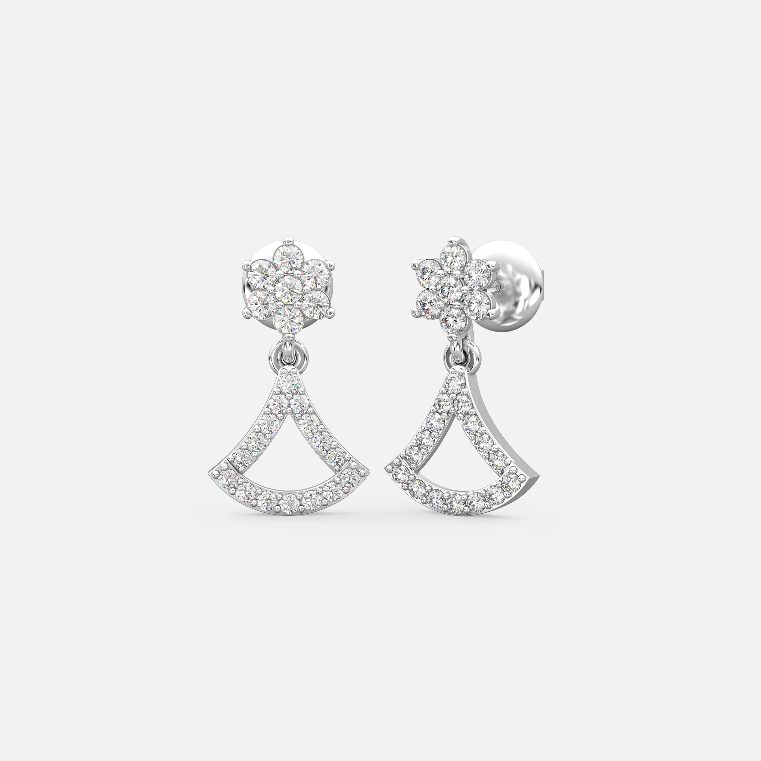 Floral Fan Diamond Earrings