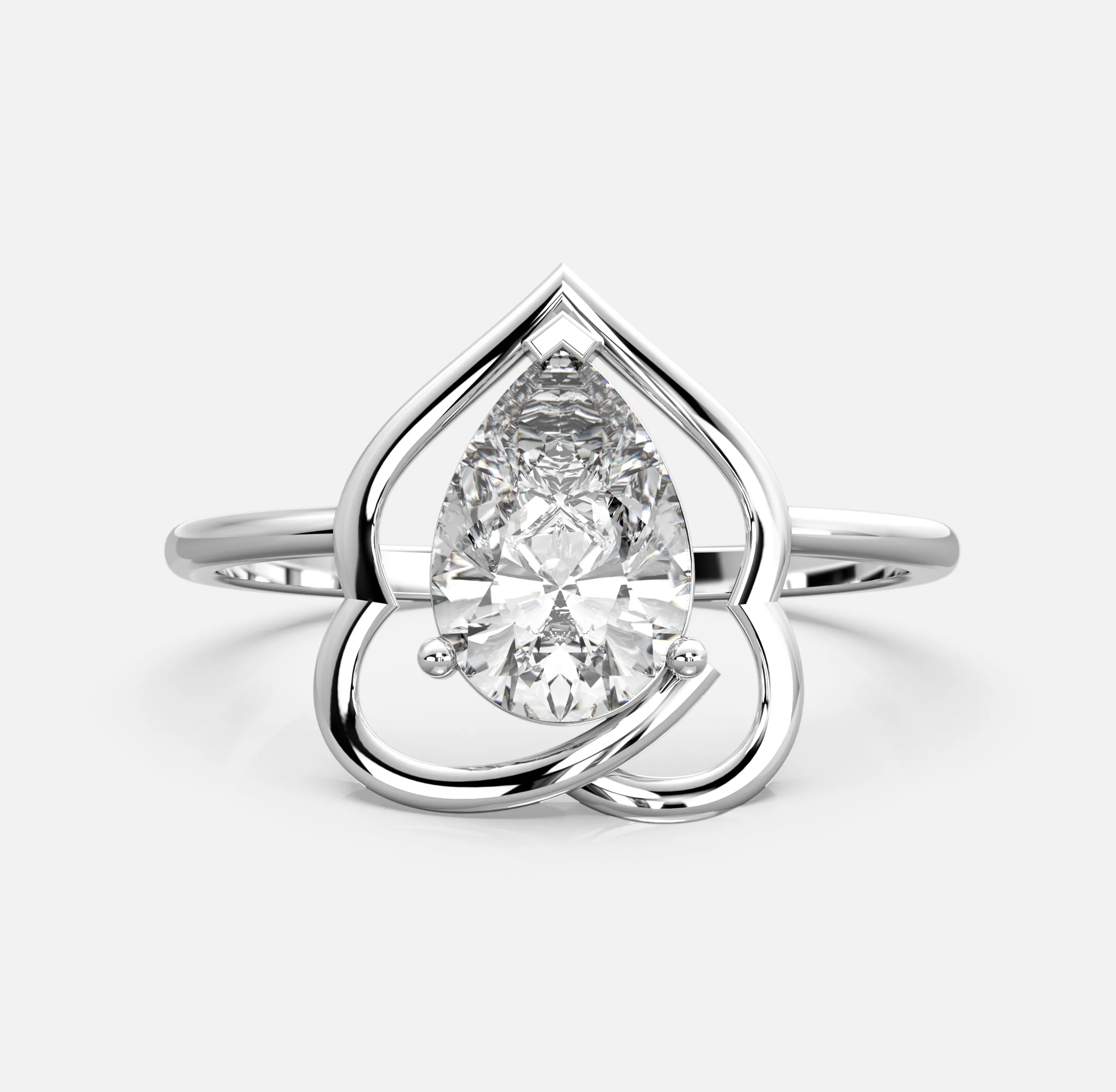 Pear Diamond Heart Frame Ring