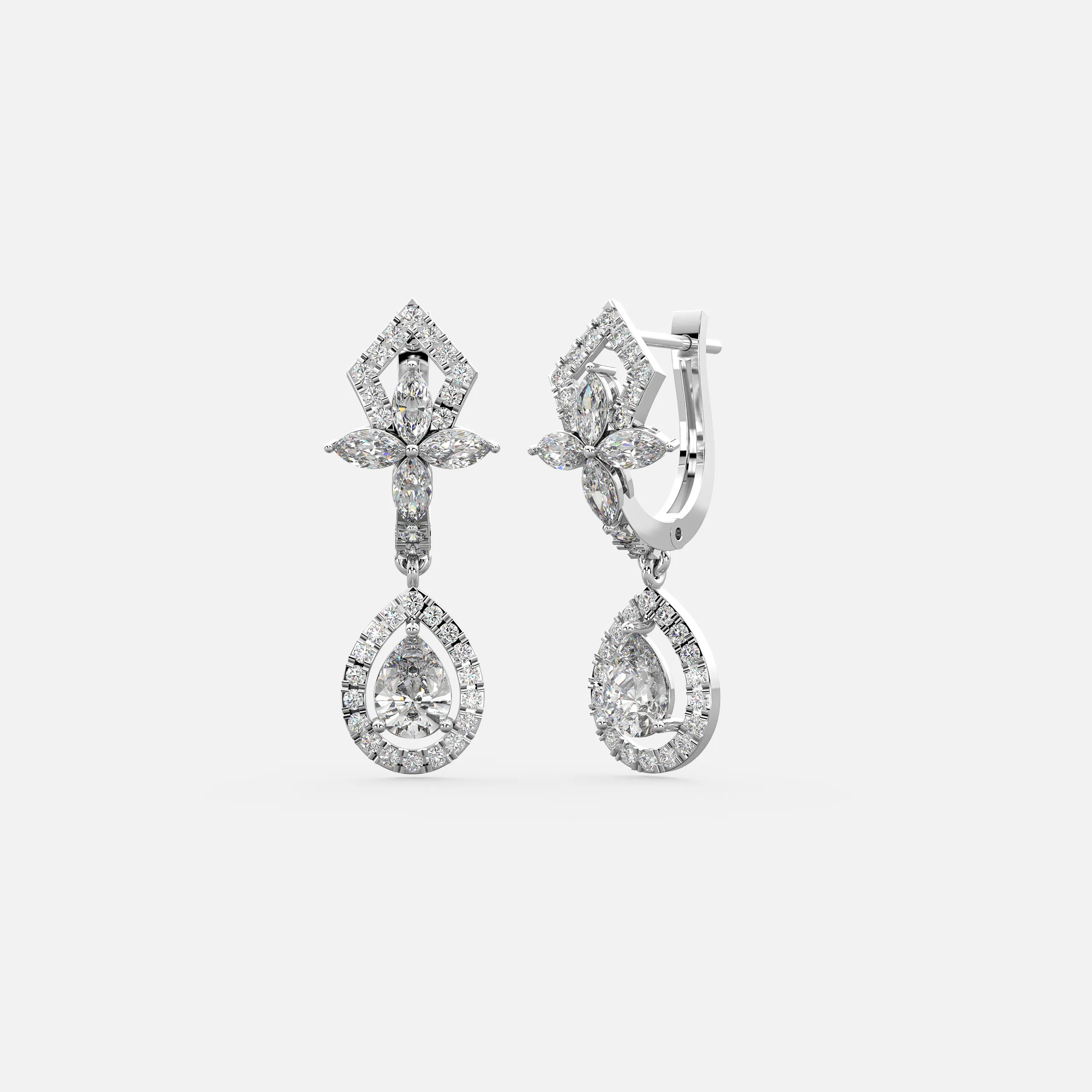 Verdant Grace Diamond Drop Earrings