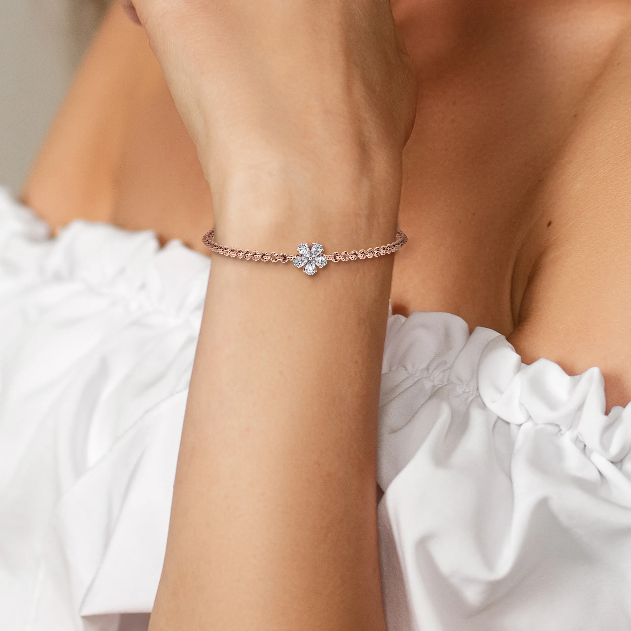 Floral Halo Diamond Bracelet