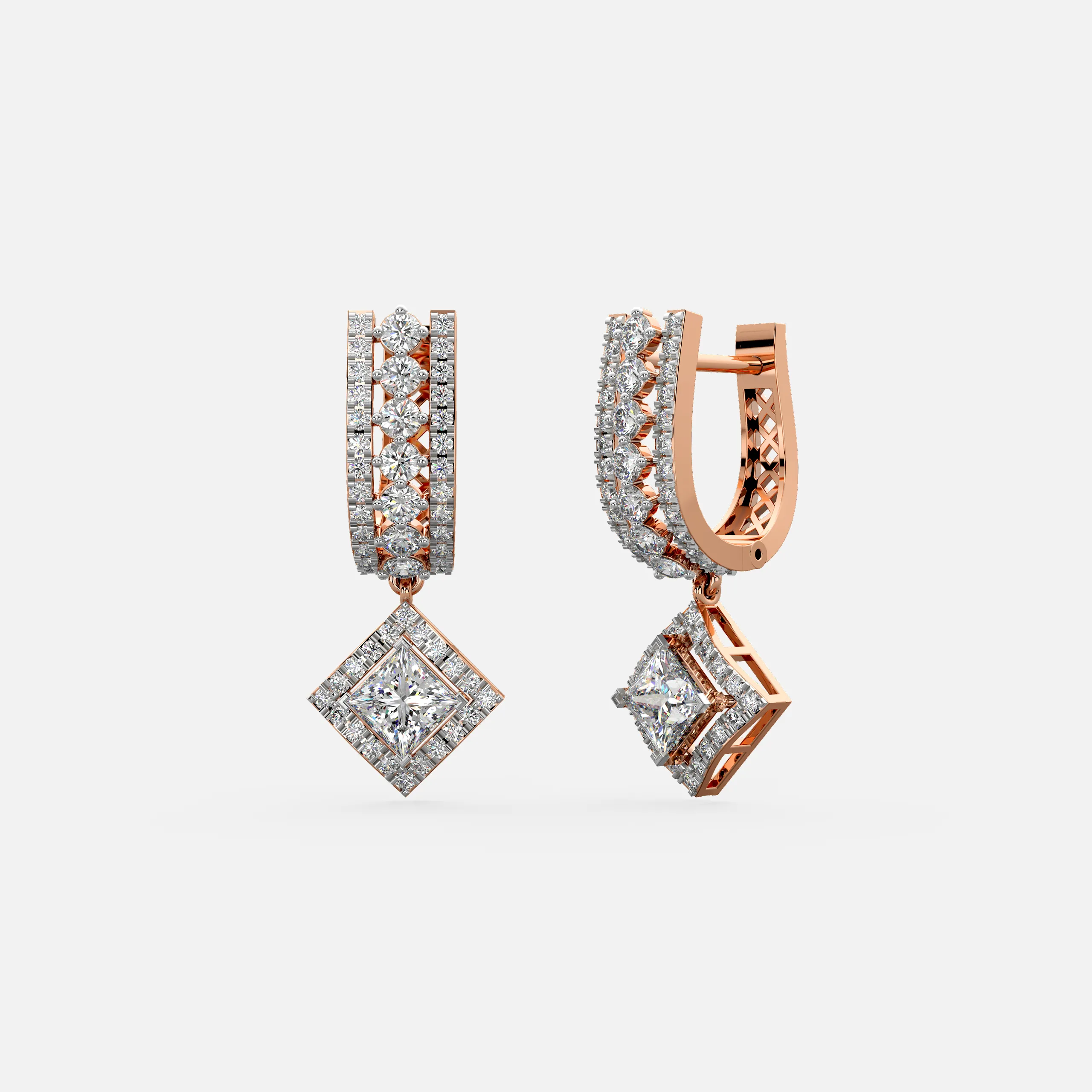 Diamond Square Drop Earrings