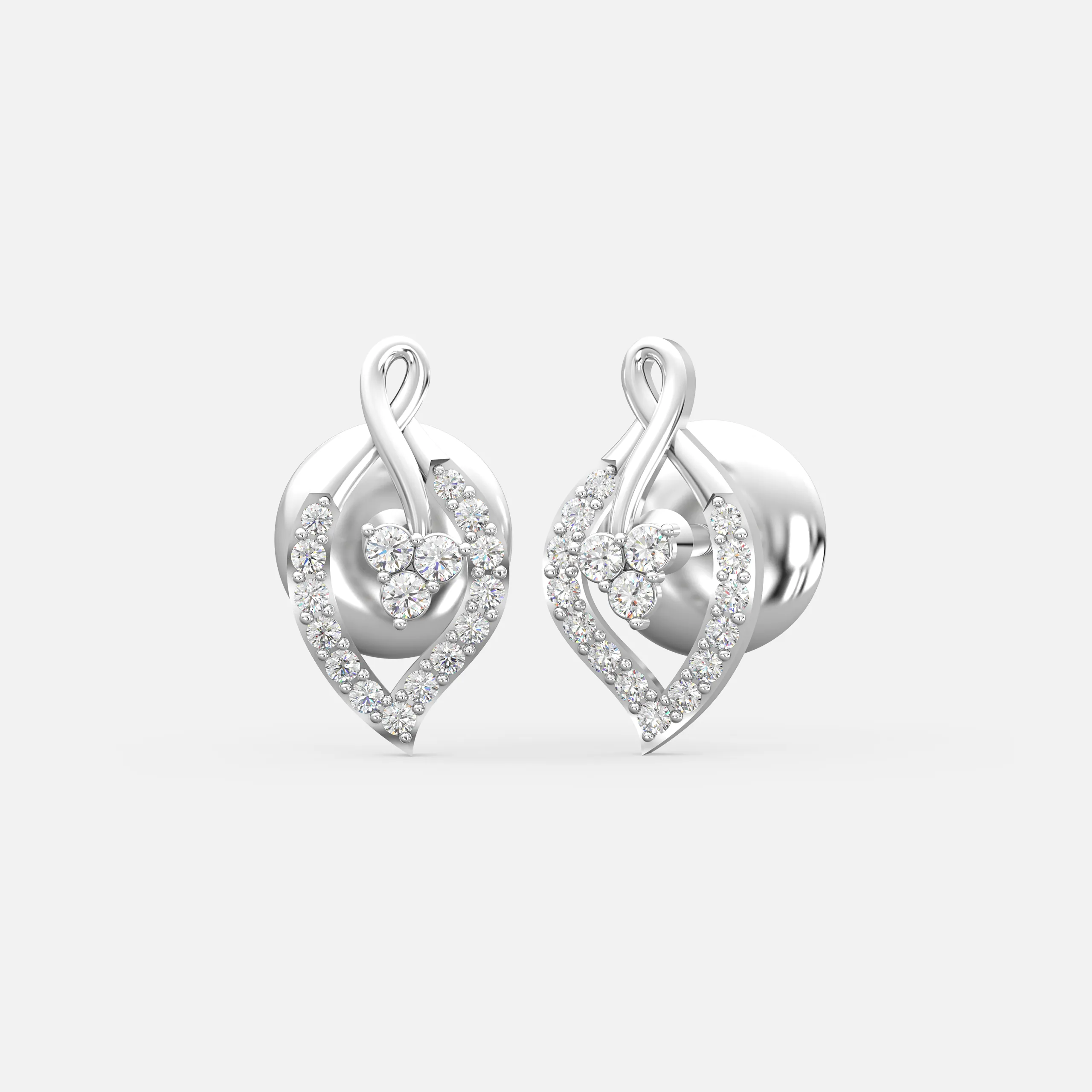 Diamond Leaf Loop Studs