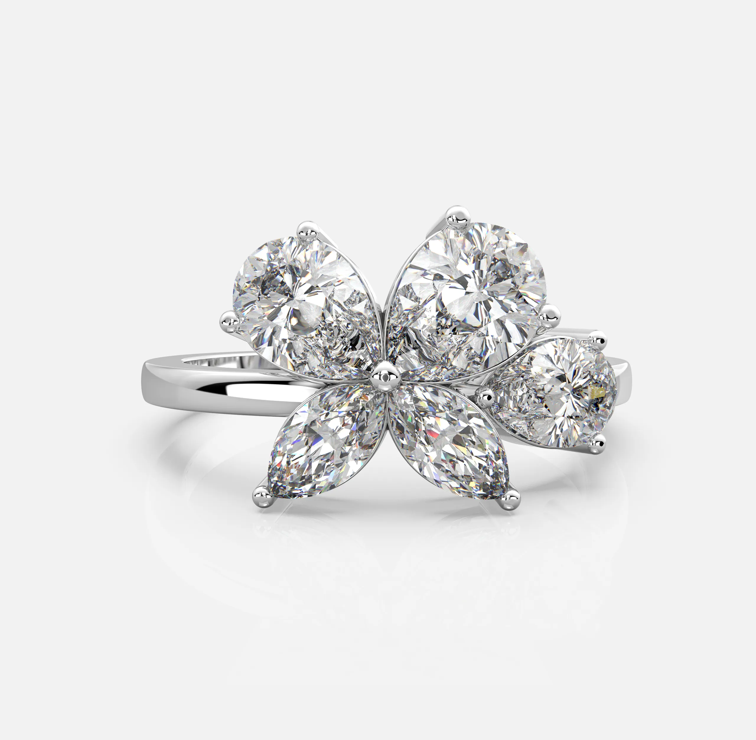 Spring Serenade – Floral Diamond Cluster Ring