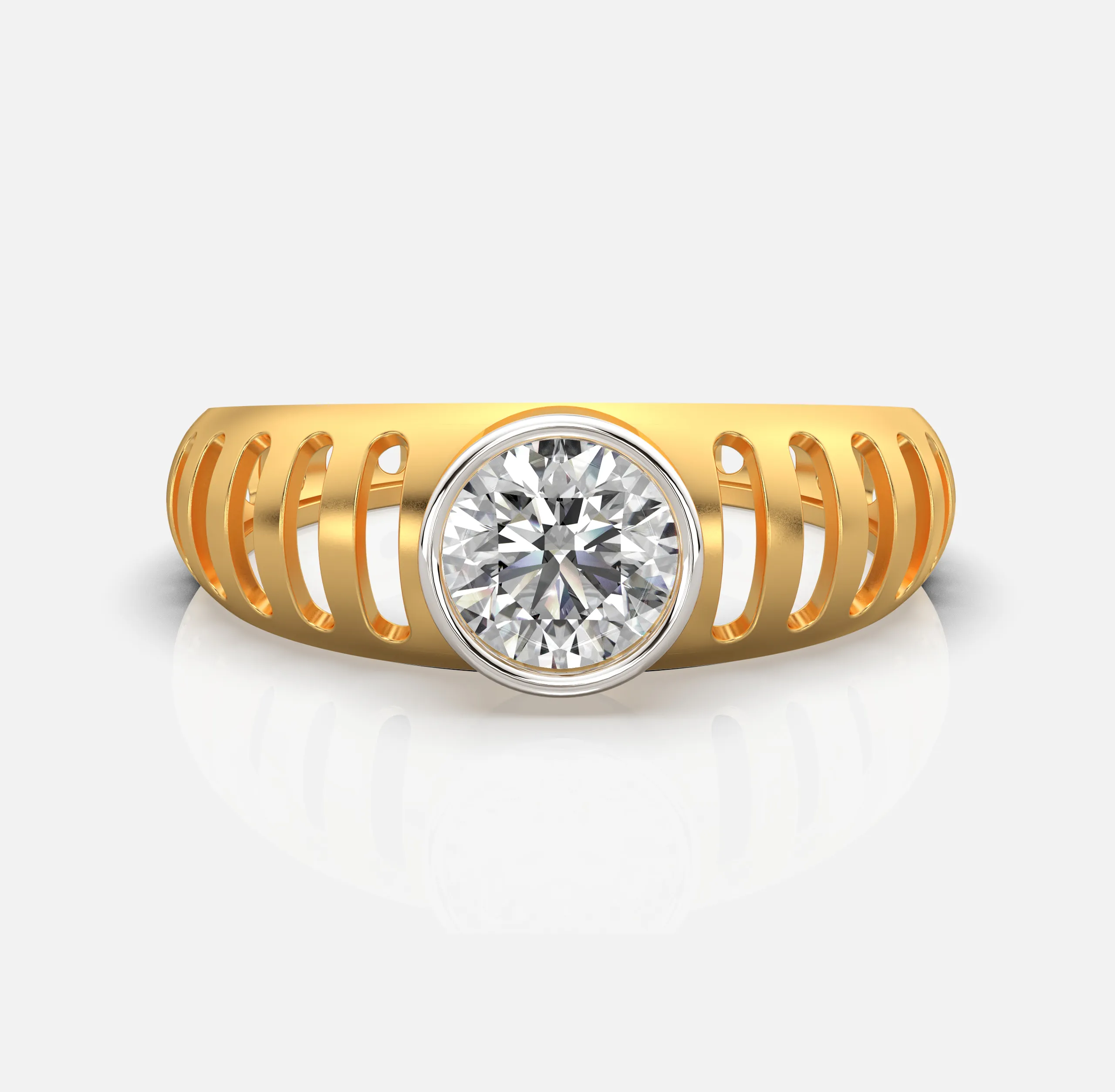 Lattice Bezel Diamond Men’s Ring
