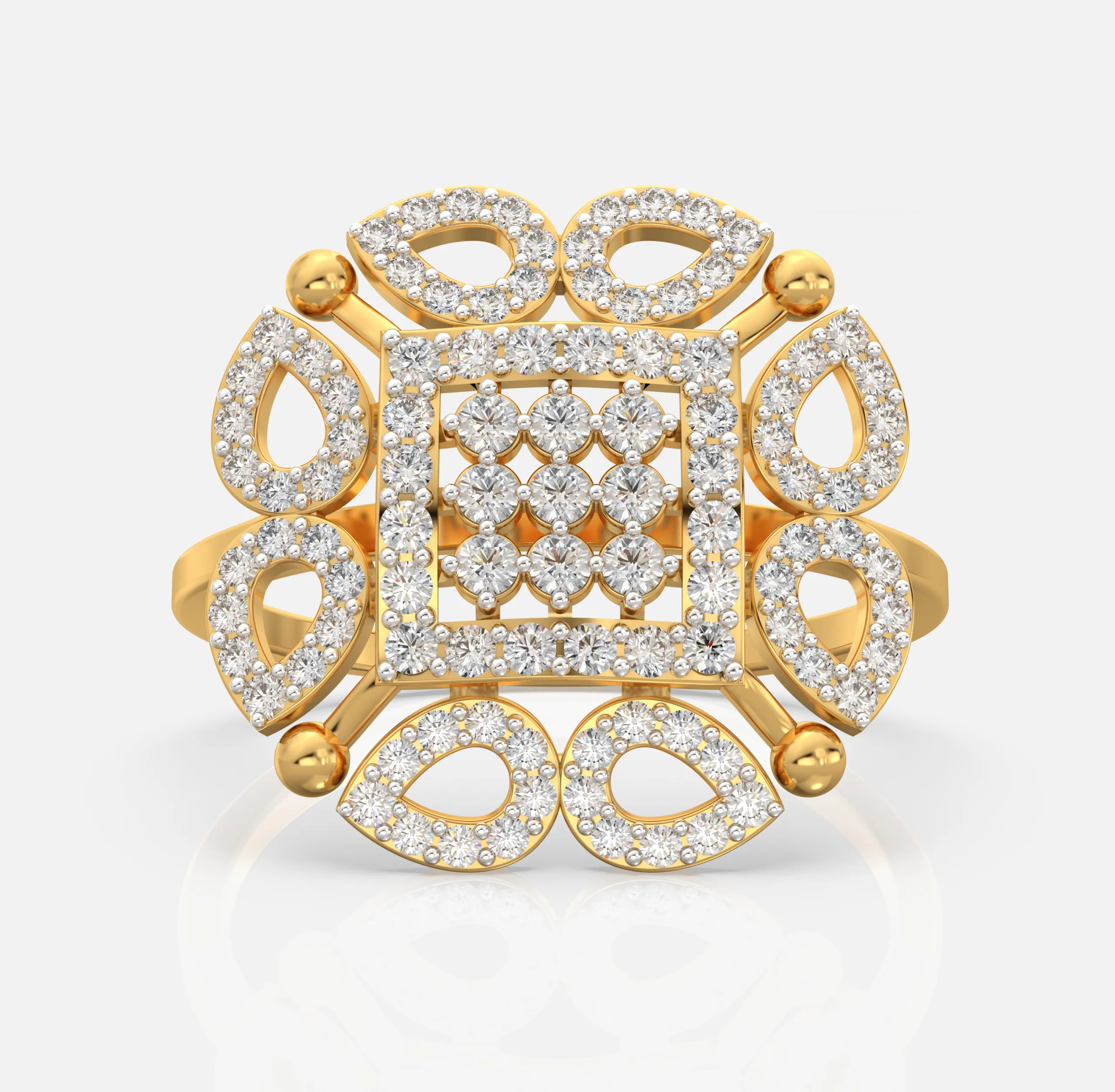 Majestic Floral Square Ring