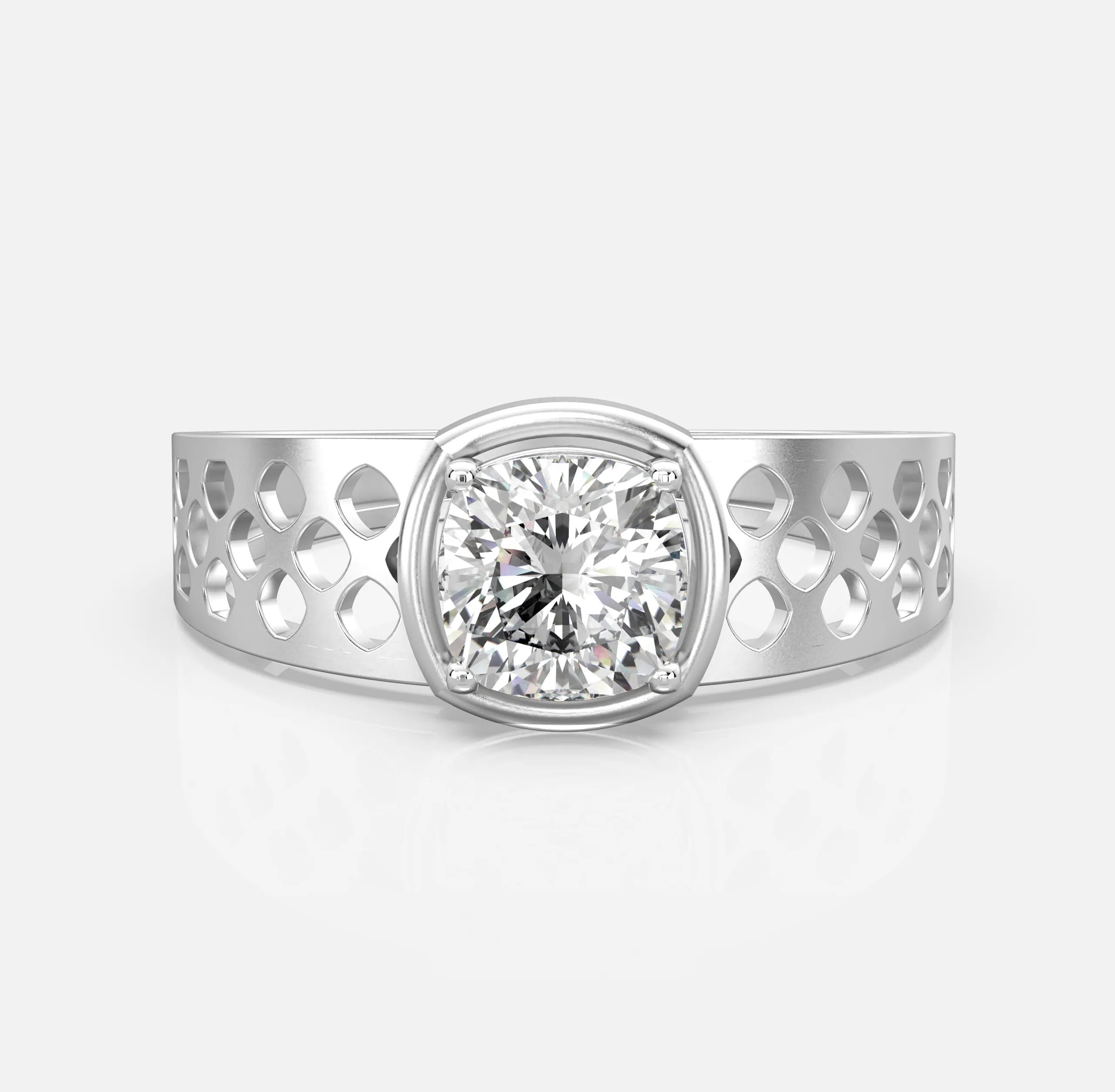 Cushion Diamond Lattice Men’s Ring