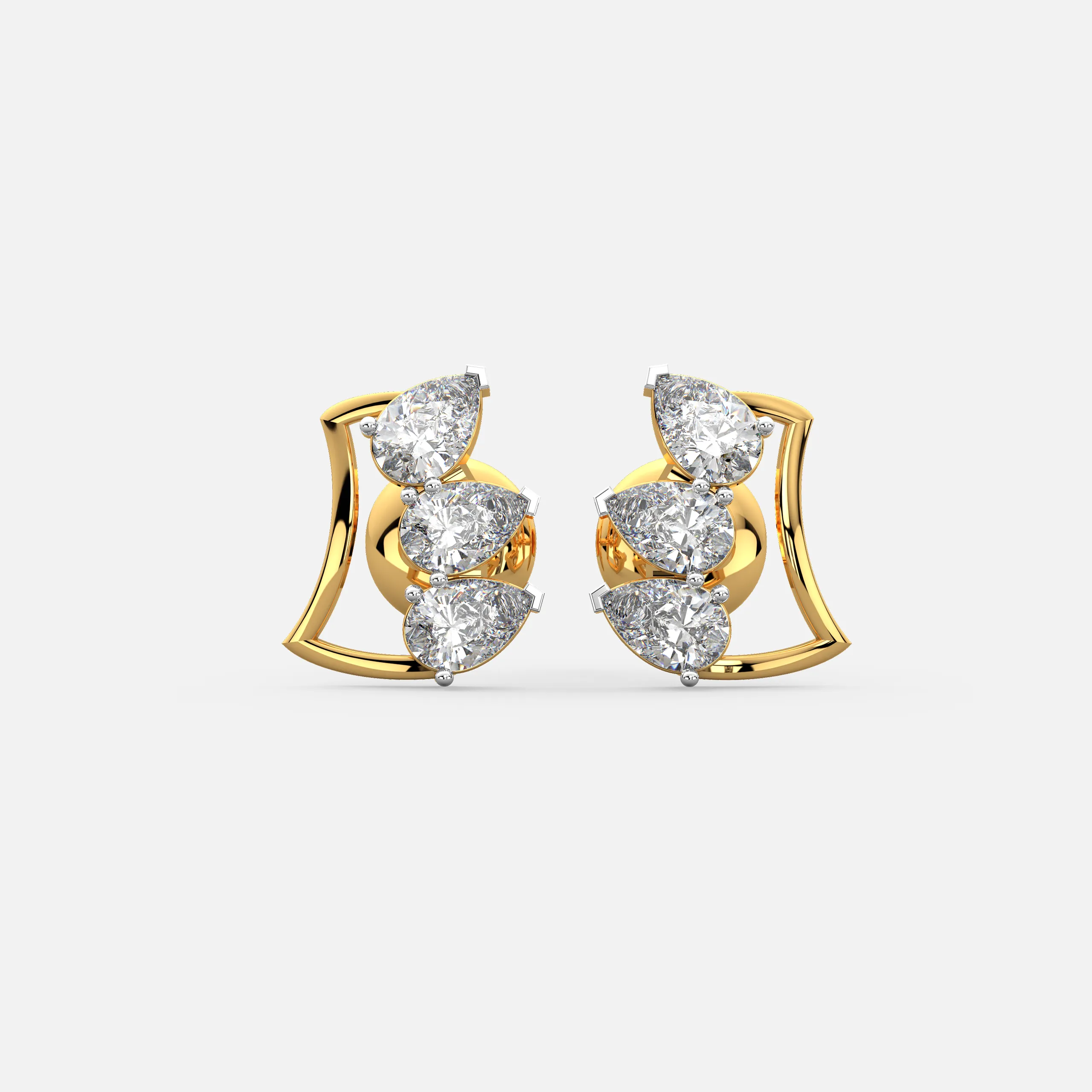 Pear Trio Wing Earrings