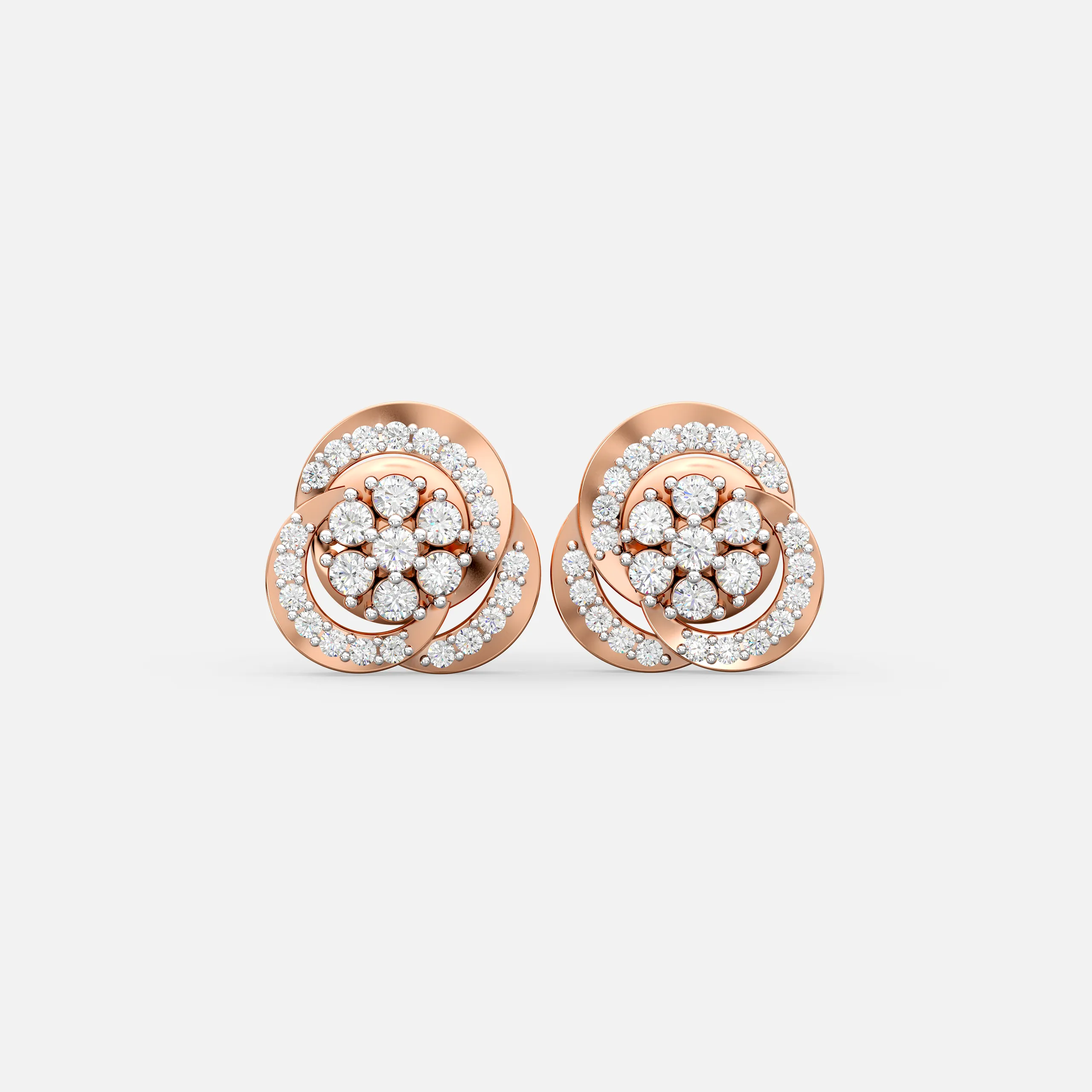 Diamond Floral Swirl Studs