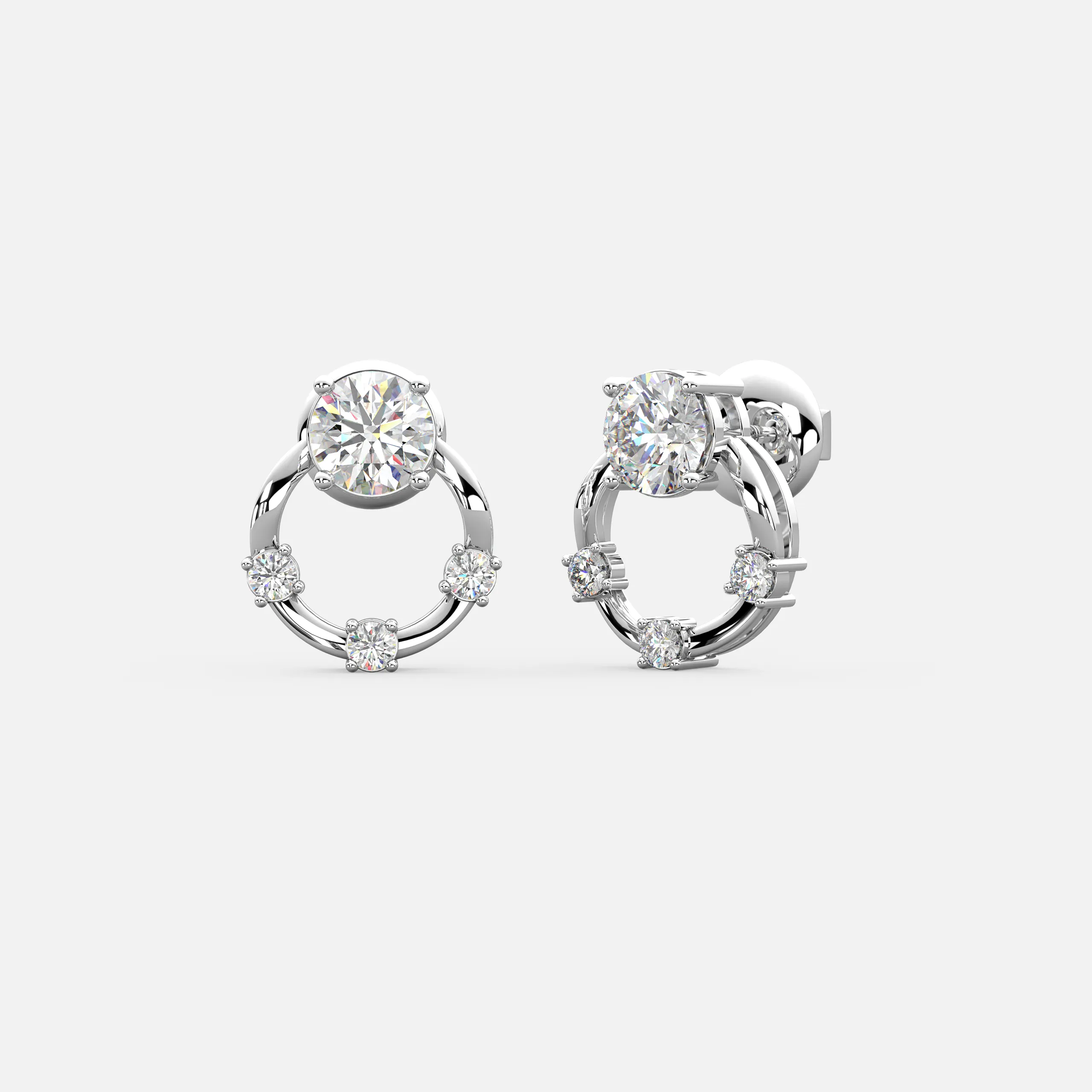 Halo Crest Diamond Earrings