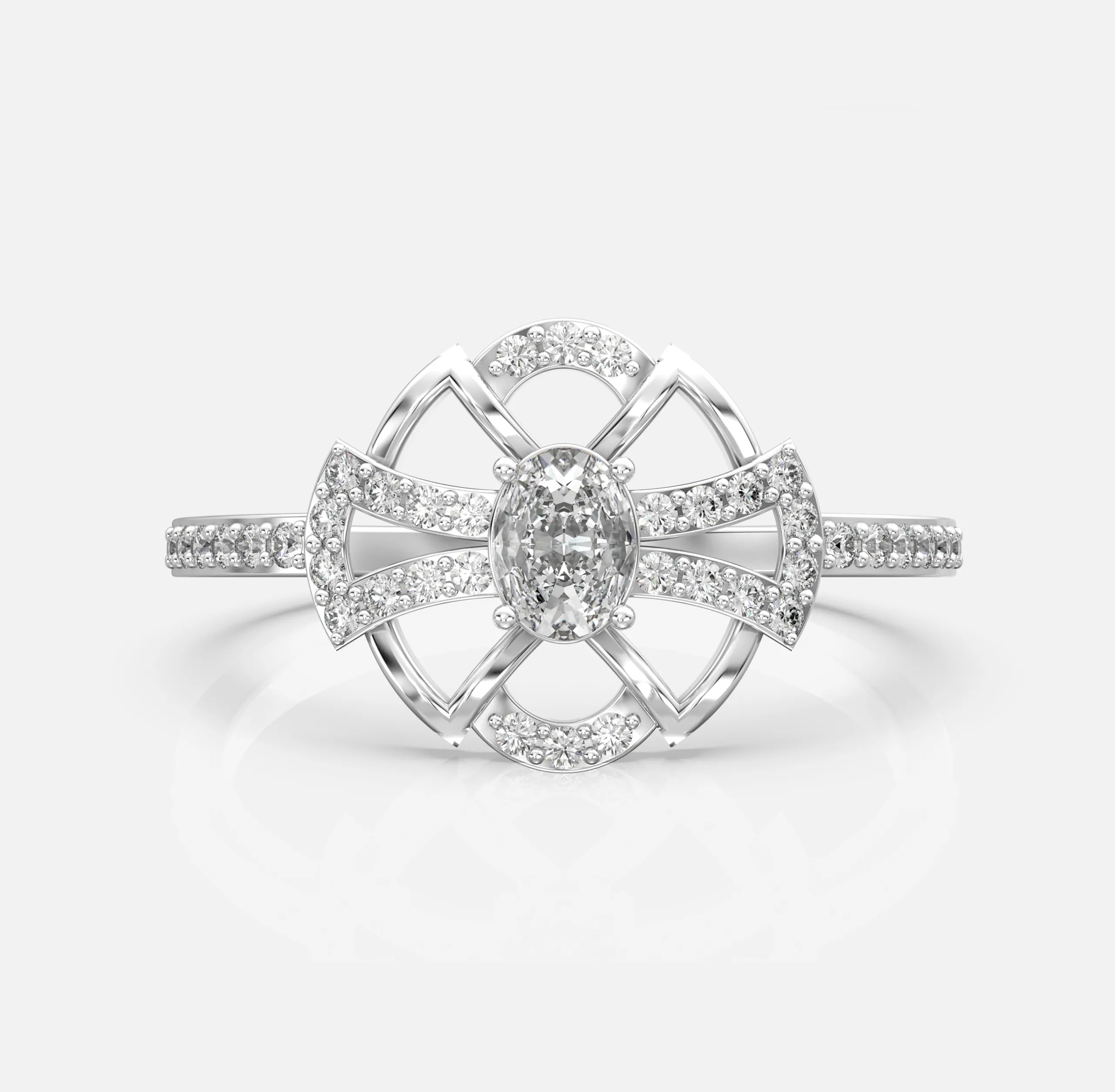Radiant Petal Loop Diamond Ring